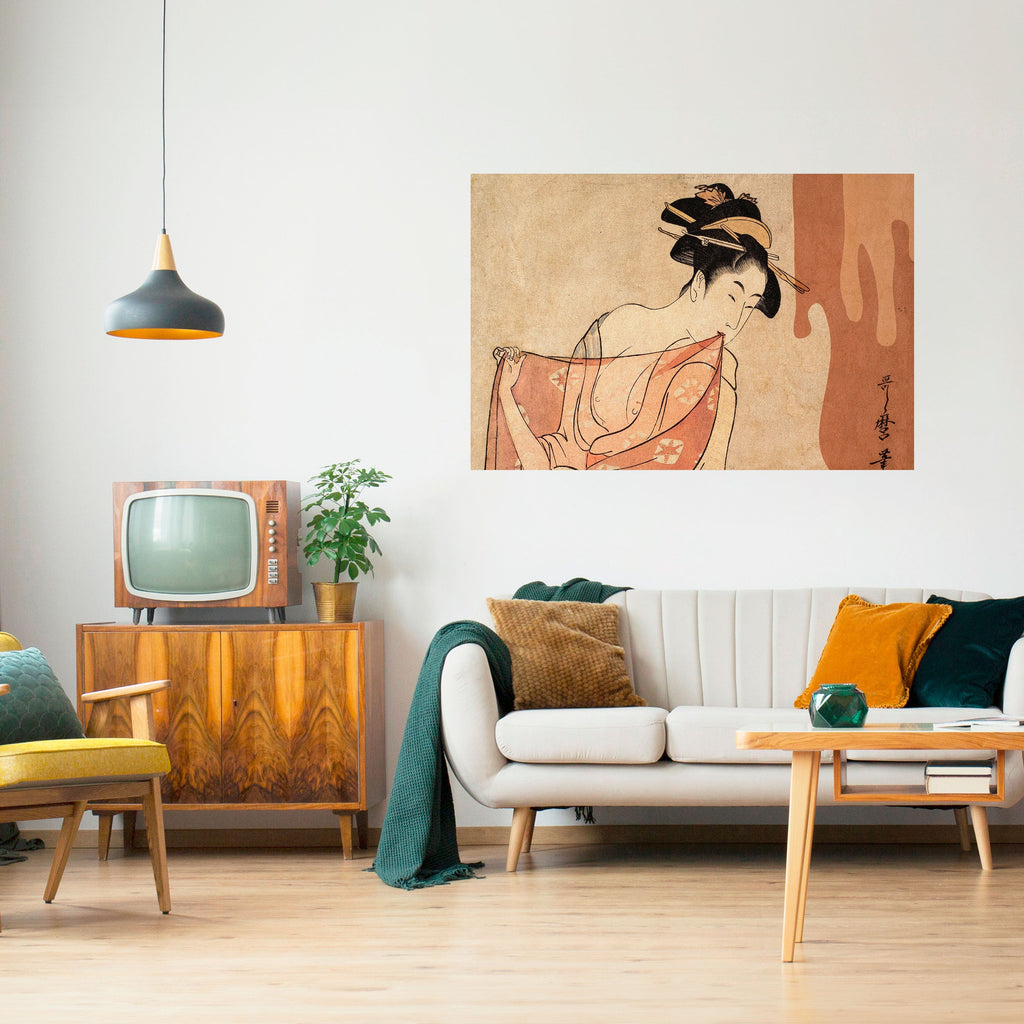 WOMAN, CAT AND EXTRA BROWN Selbstklebendes Horizontal-Poster