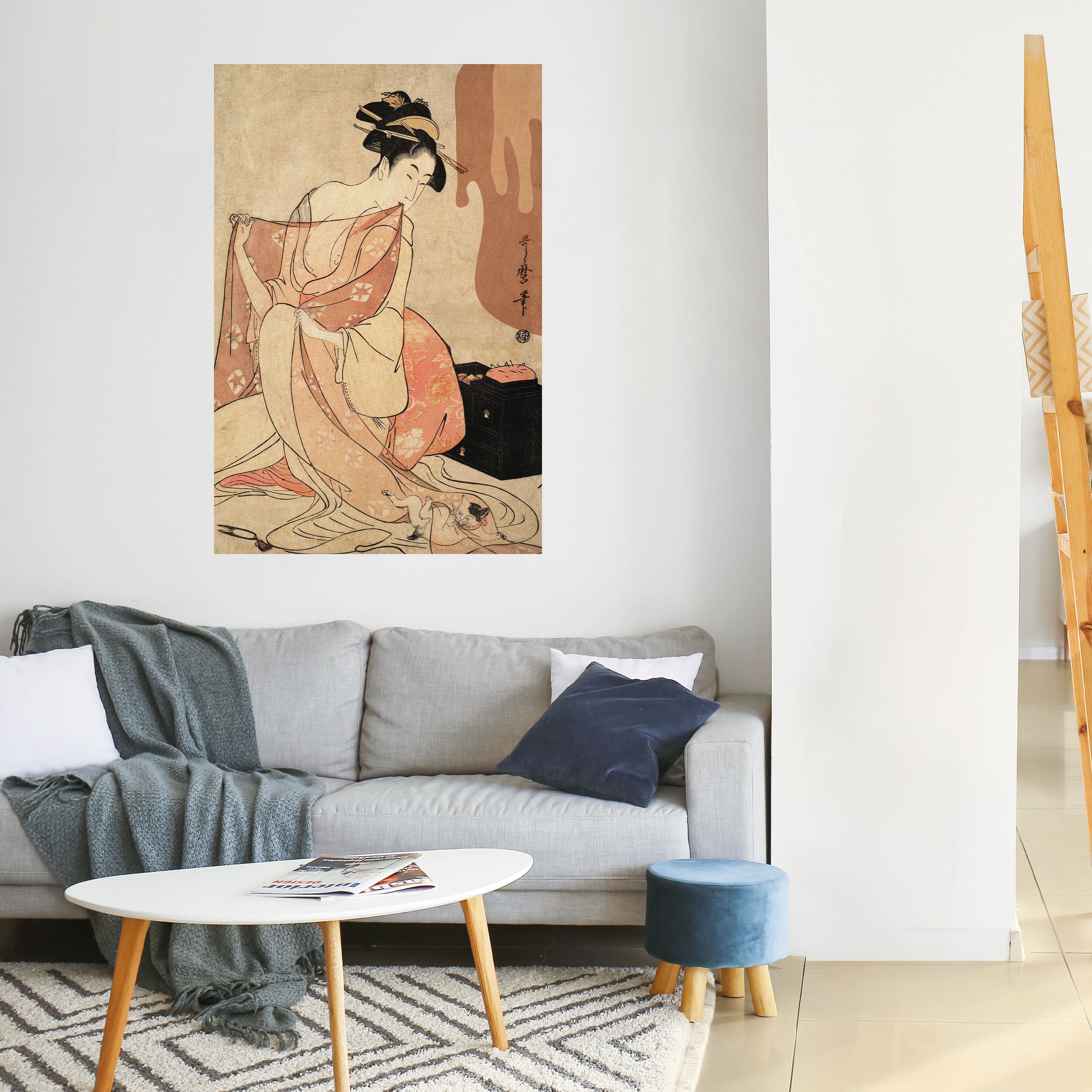 FRAU, KATZE UND EXTRA BRAUN Vertikales Poster zum Abziehen und Aufkleben