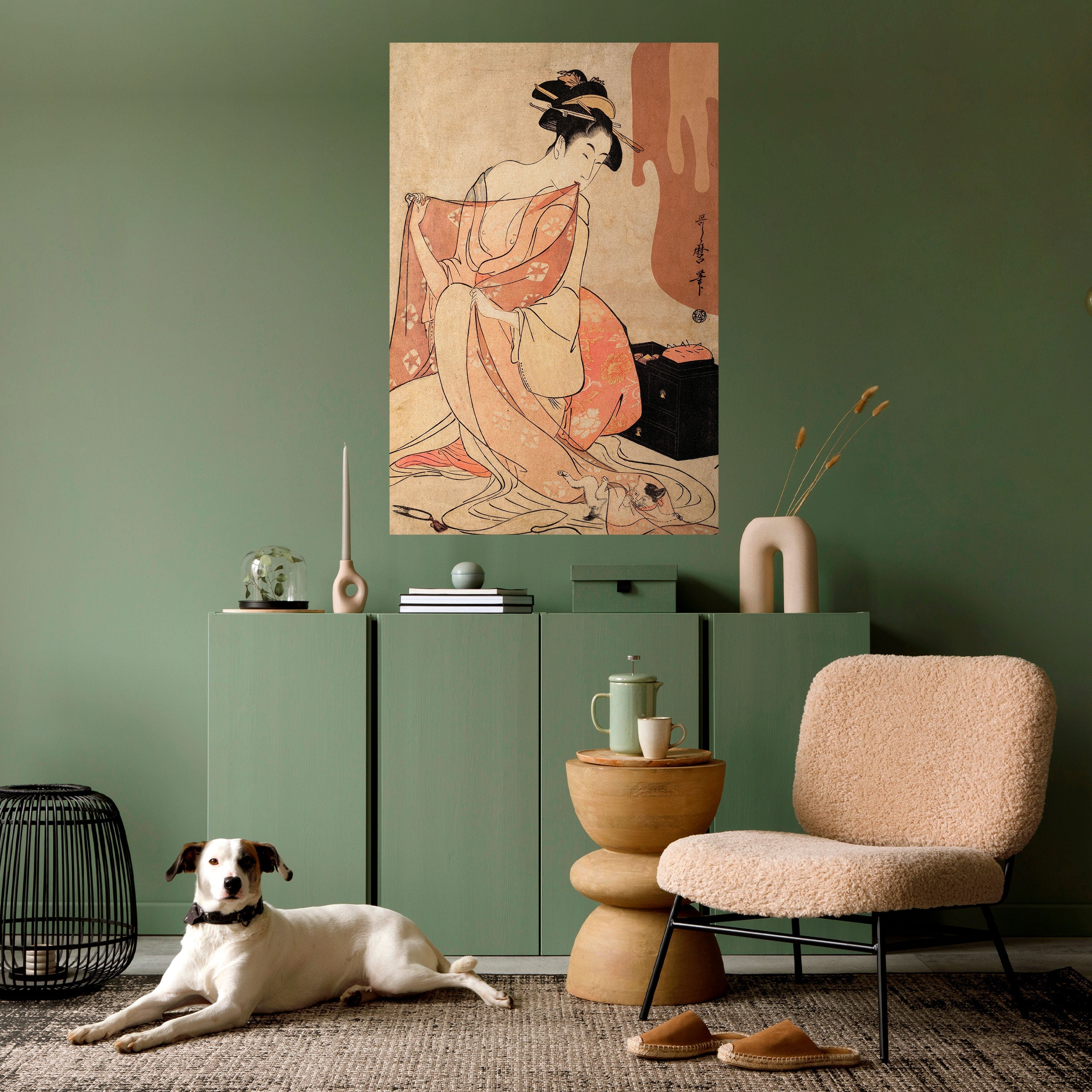 FRAU, KATZE UND EXTRA BRAUN Vertikales Poster zum Abziehen und Aufkleben