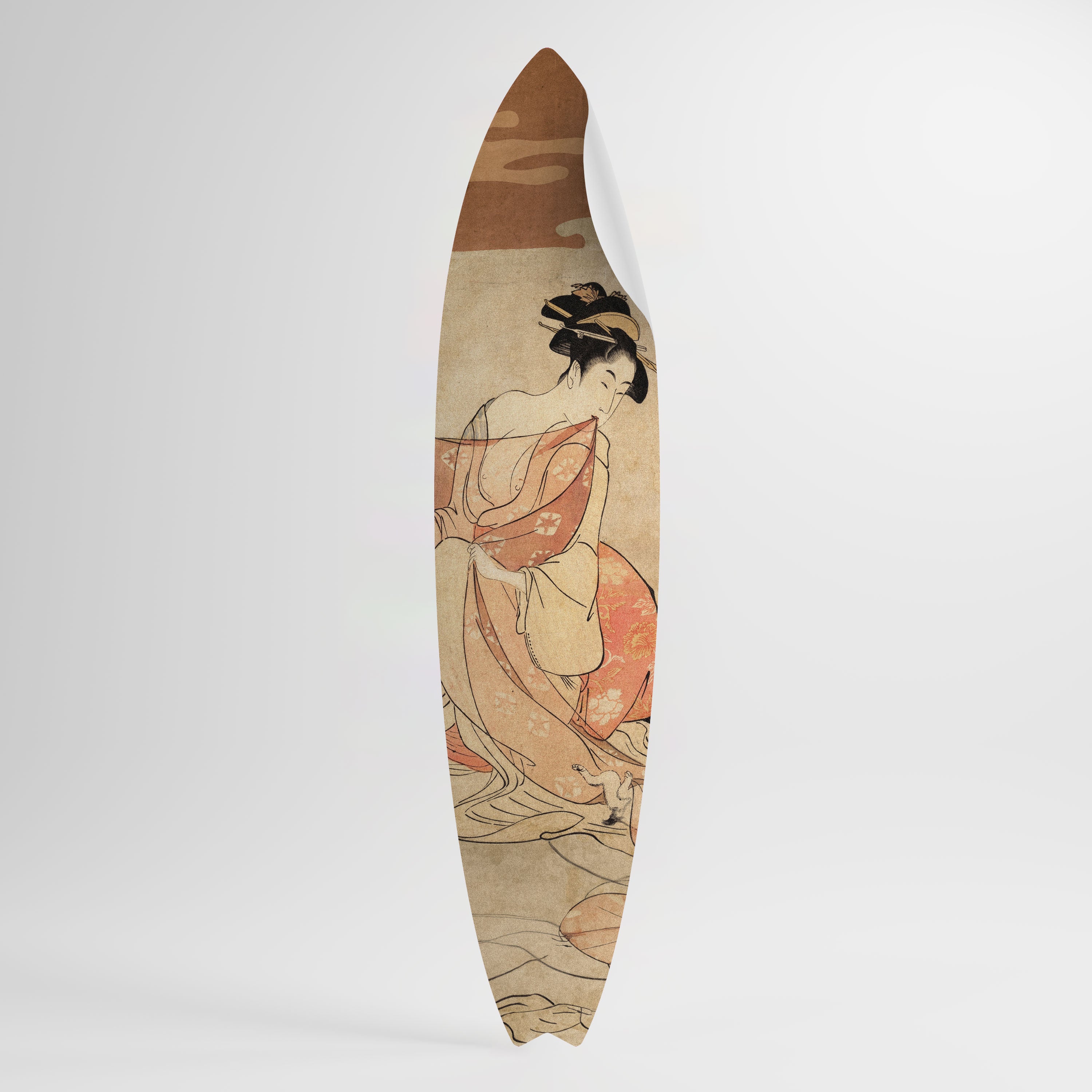 WOMAN, CAT AND EXTRA BROWN Peel and Stick Surfboard Sticker