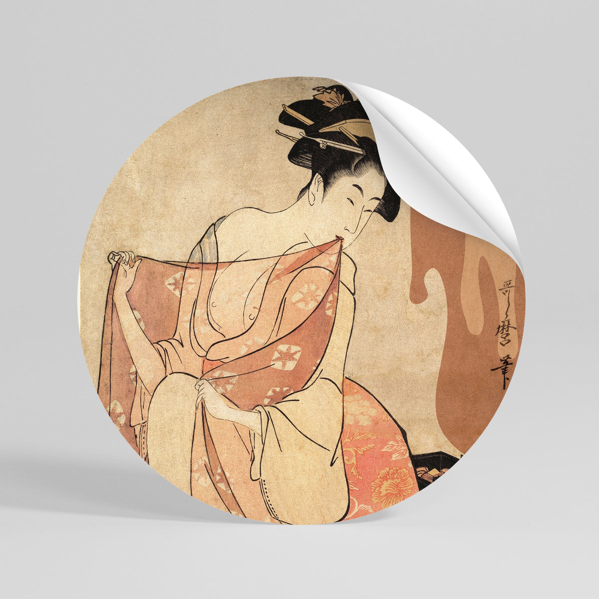 WOMAN, CAT AND EXTRA BROWN Runder Wandsticker zum Abziehen und Aufkleben