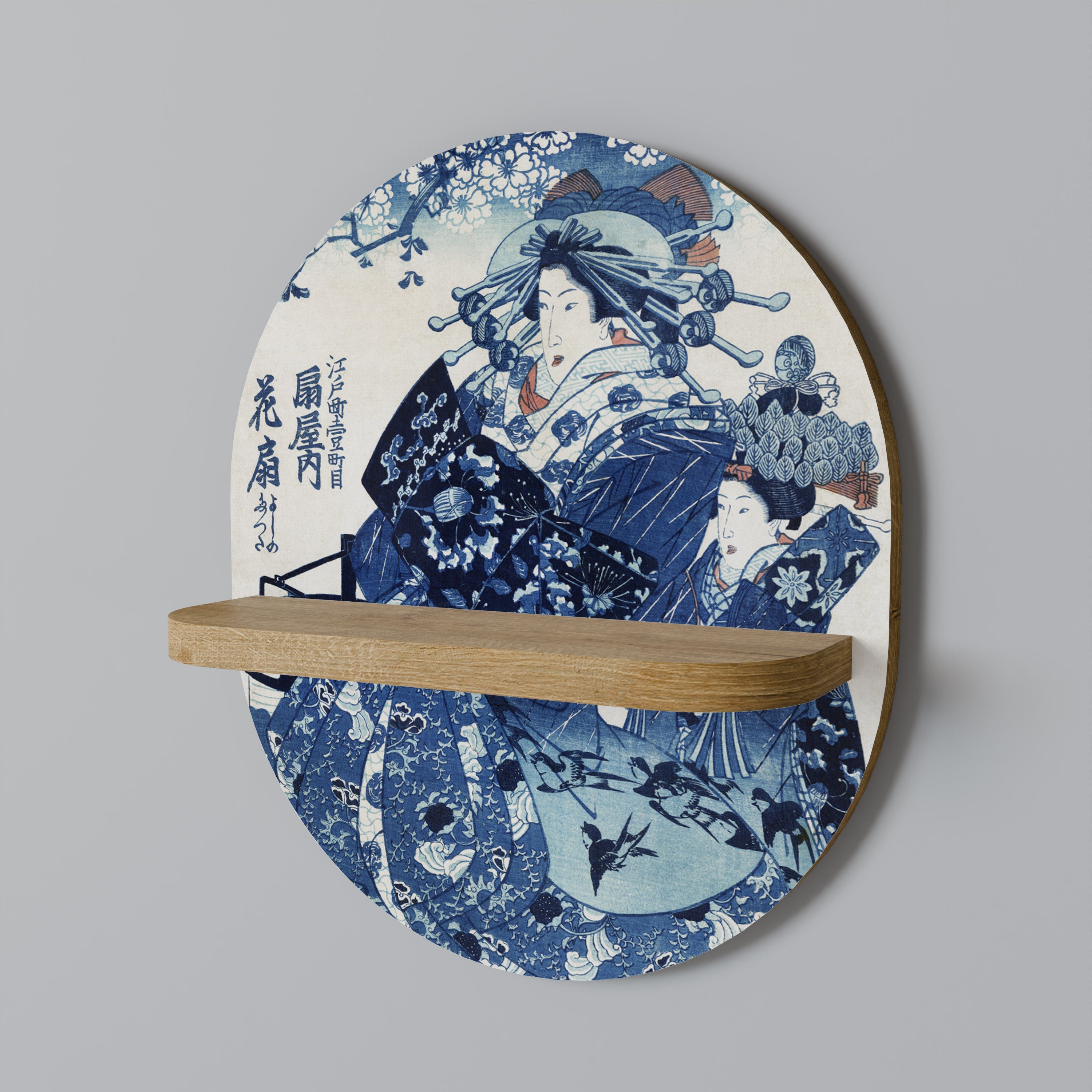 JAPANESE WOMAN Ovales Kunstregal in Eichenoptik