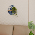 JAPANESE WOMAN Ovales Kunstregal in Eiche-Optik