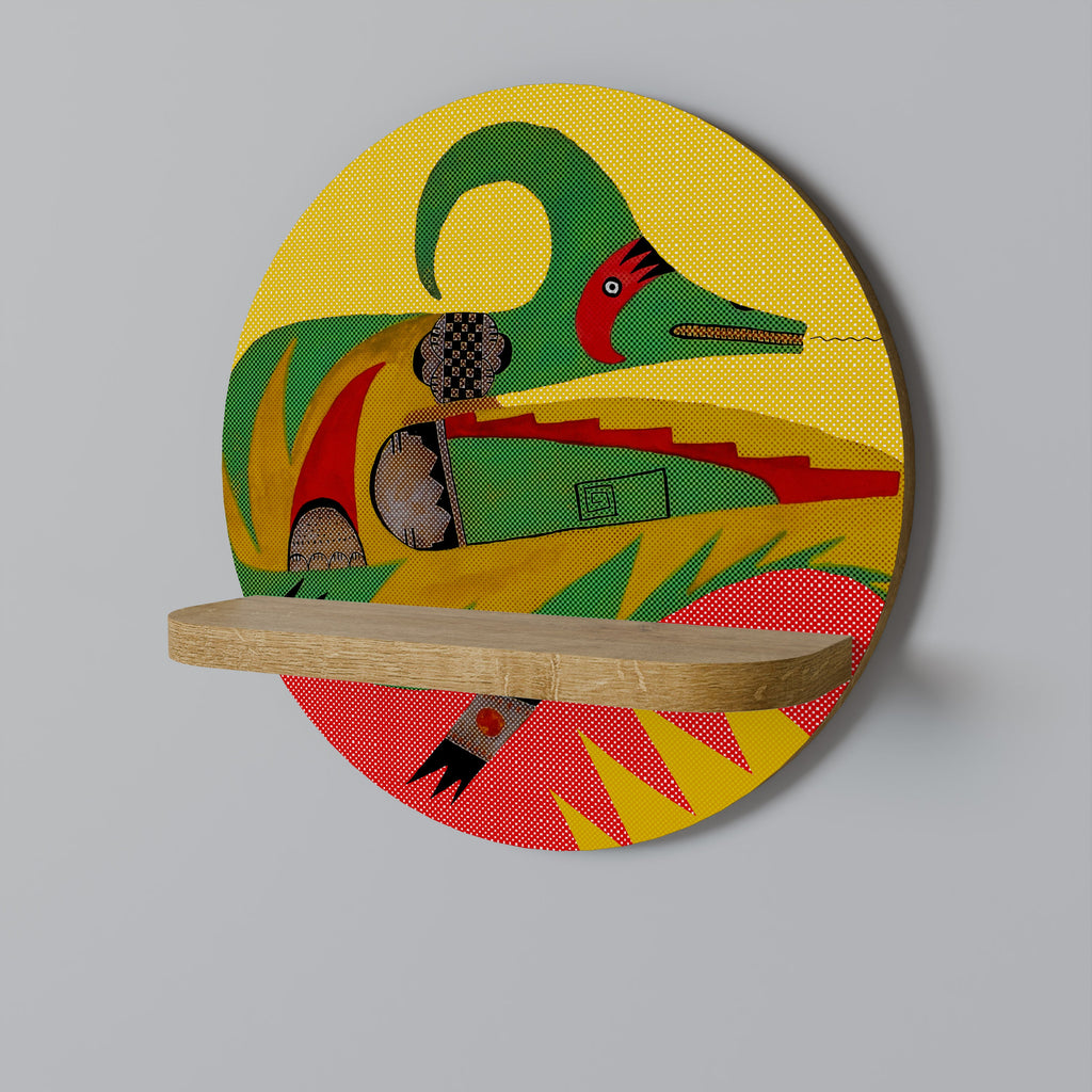 EXPRESSIVE AVANYU Rundes Kunstregal in Eiche-Optik