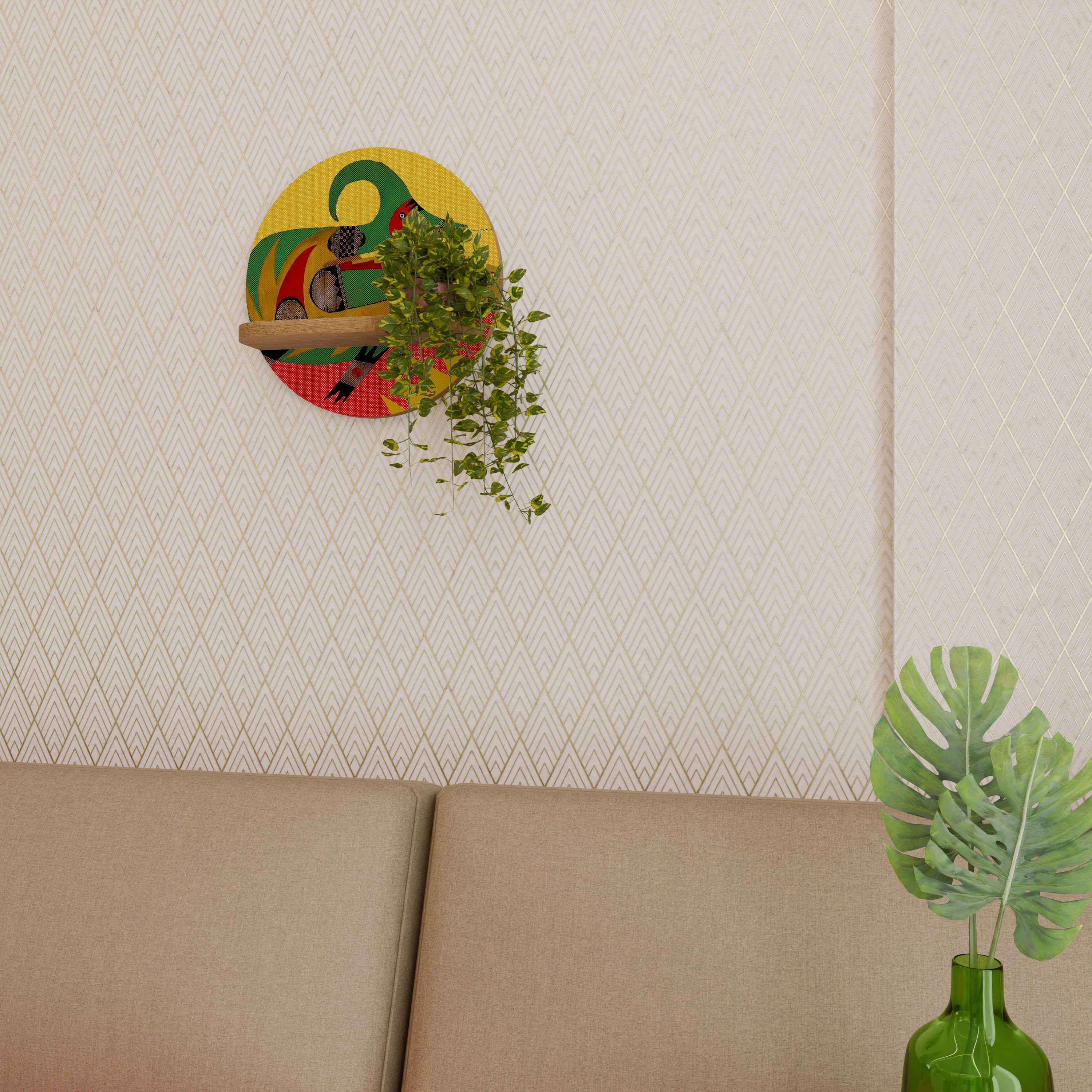 EXPRESSIVE AVANYU Rundes Kunstregal in Eiche-Optik