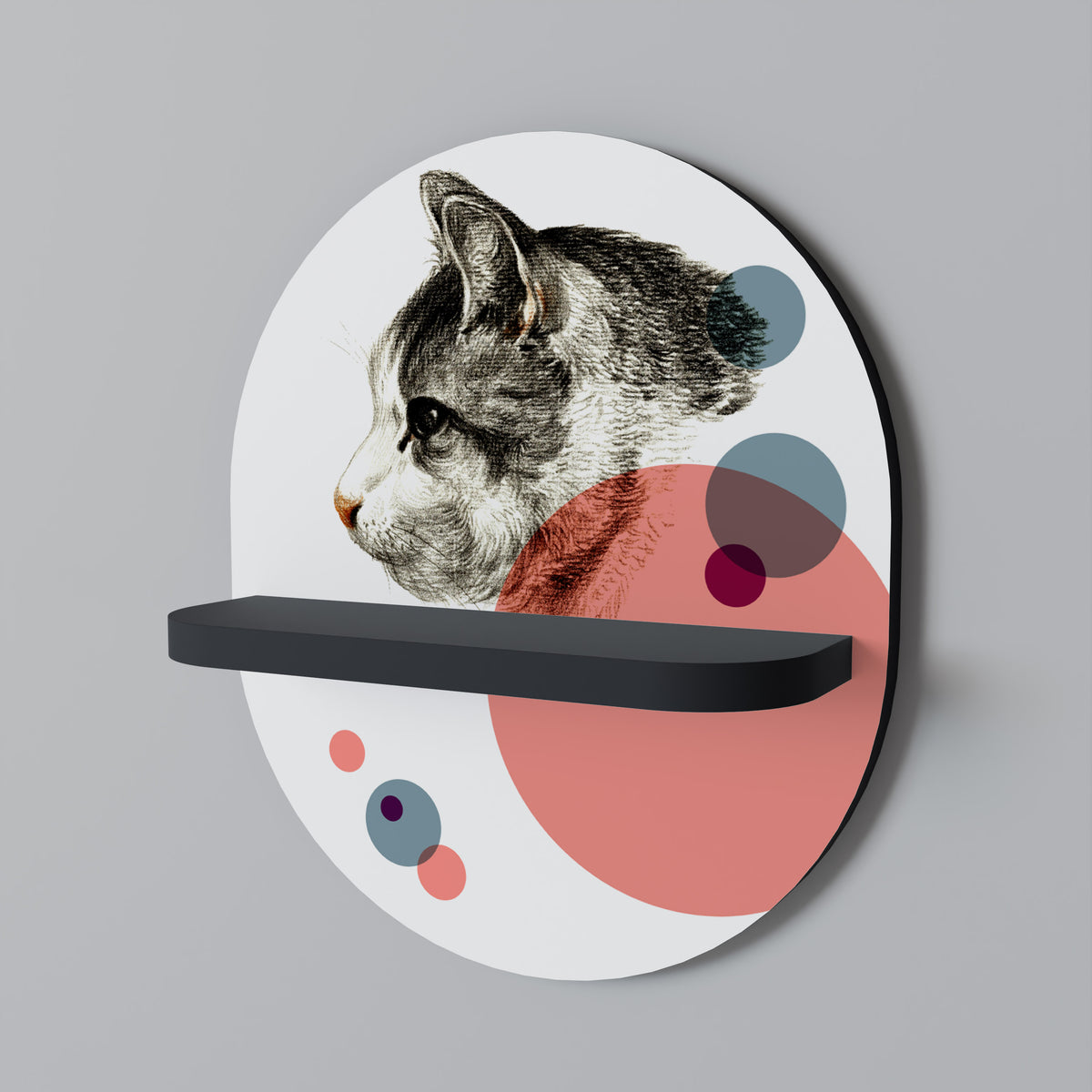 BUBBLE CAT SKETCH Dekoratives Wandregal
