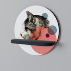 BUBBLE CAT SKETCH Rundes Kunstregal in Schwarz