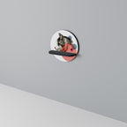 BUBBLE CAT SKETCH Rundes Kunstregal in Schwarz