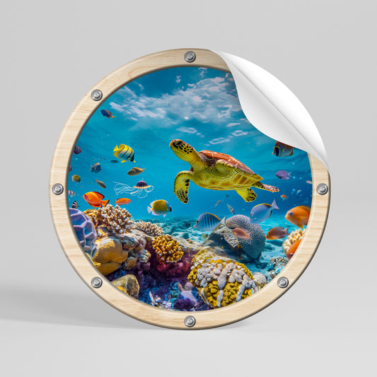 AQUA ADVENTURE Runder Wandsticker zum Abziehen und Aufkleben