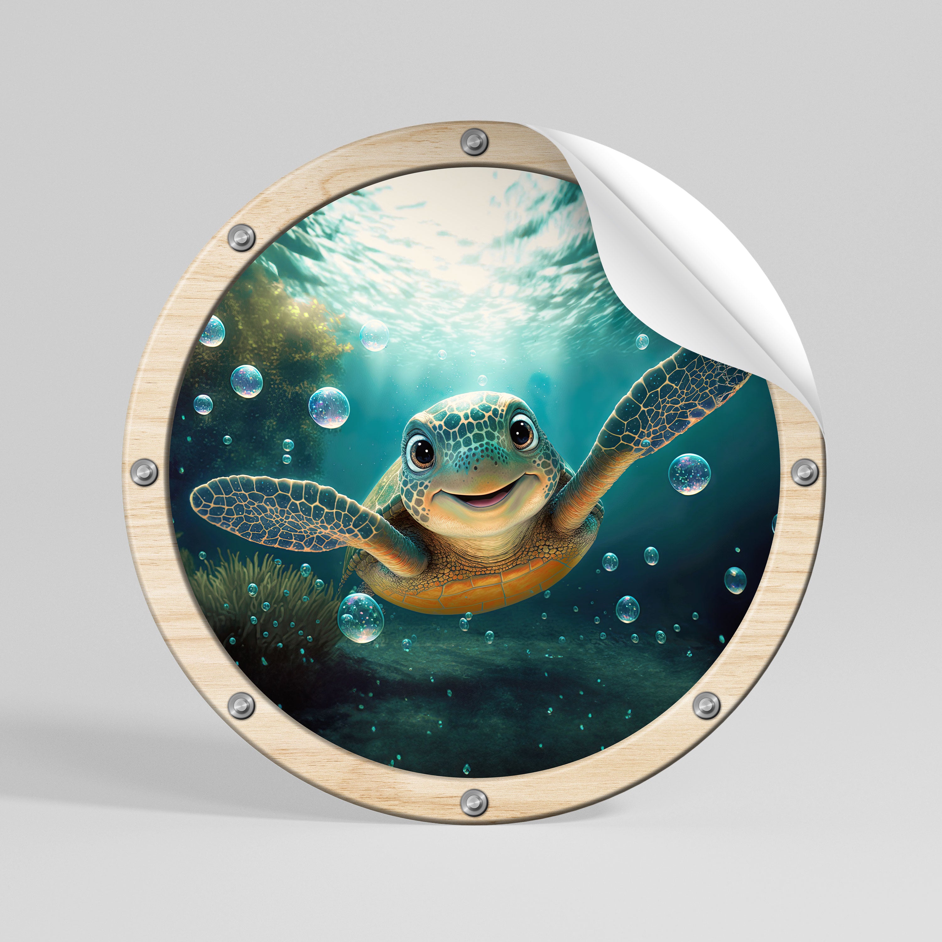 SEASIDE JOY Runder Wandsticker zum Abziehen und Aufkleben