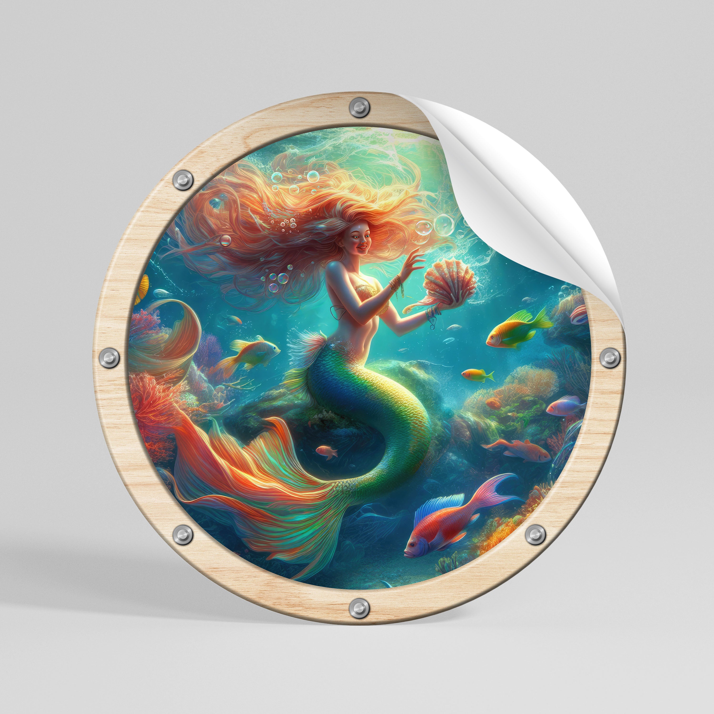 MERMAID DREAMS Runder Wandsticker zum Abziehen und Aufkleben