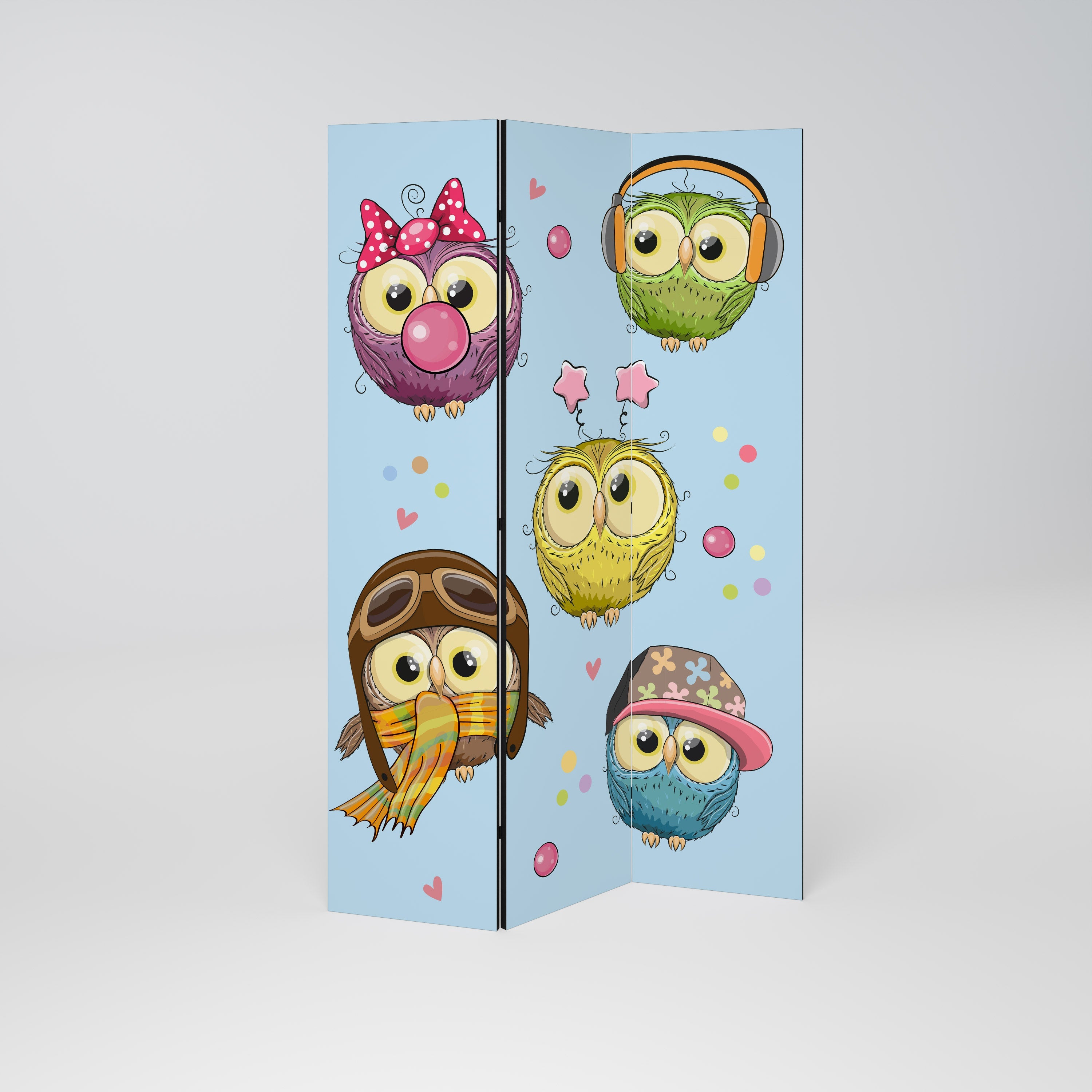 OWLY SQUAD Dekorativer 3-teiliger Raumteiler