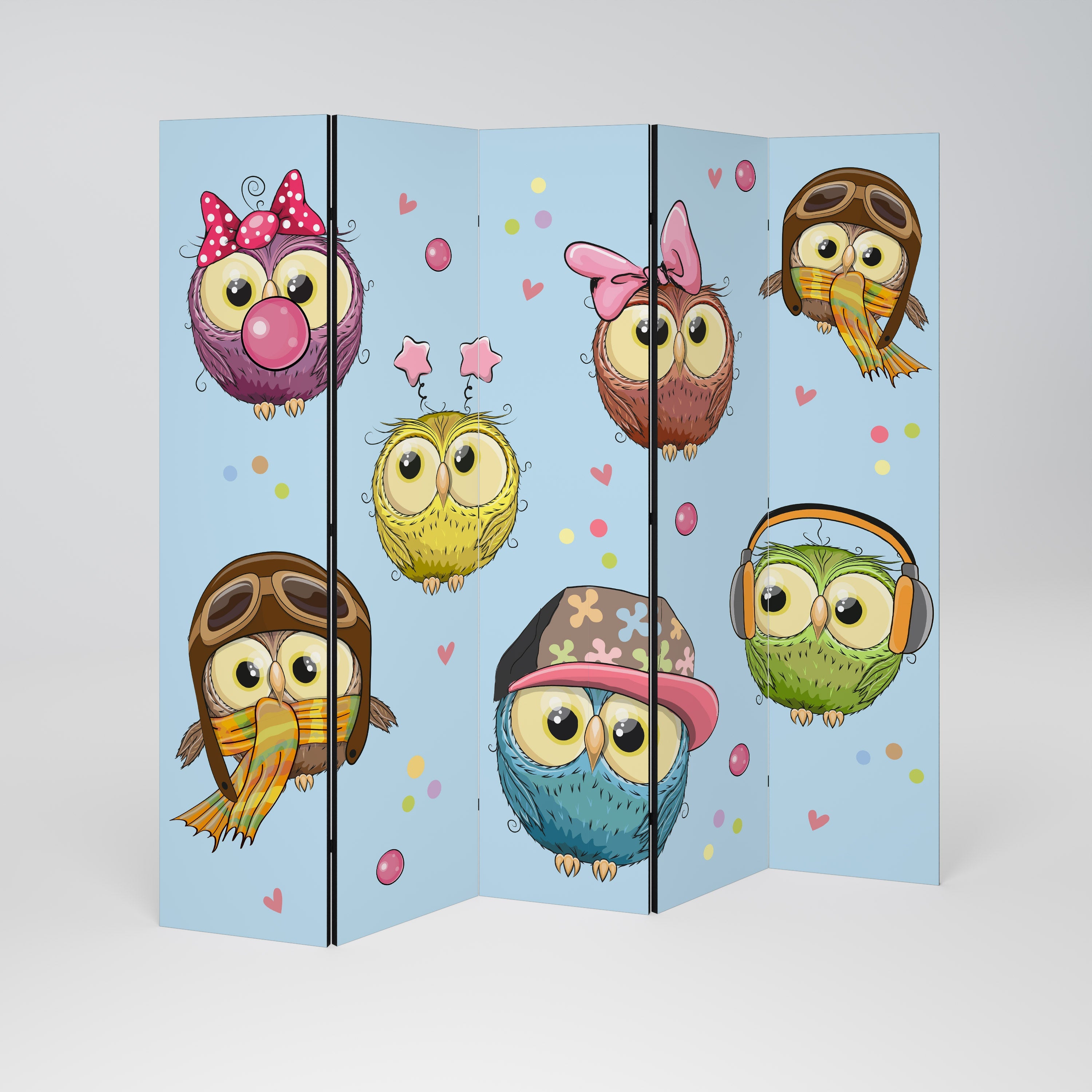 OWLY SQUAD Dekorativer 5-teiliger Raumteiler