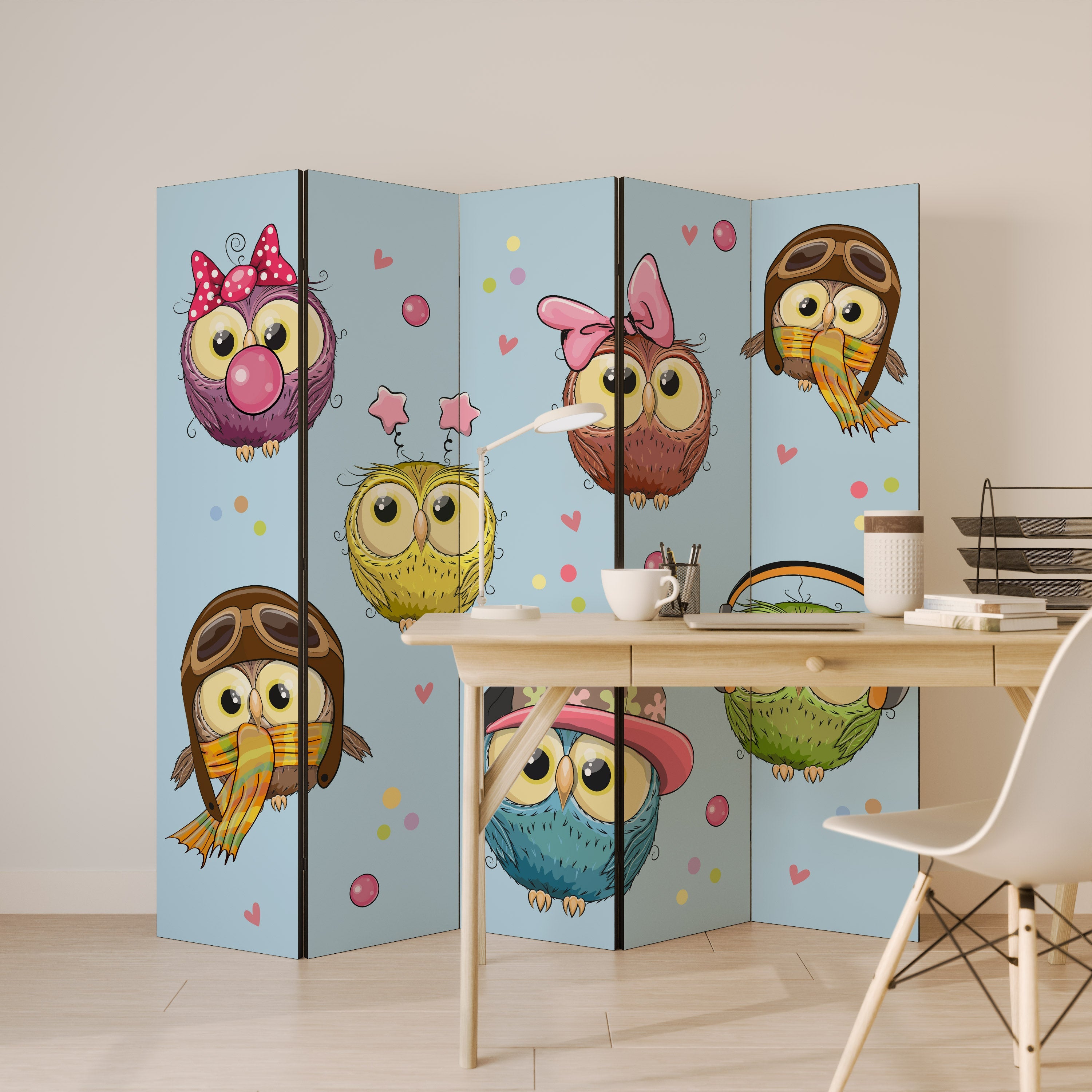 OWLY SQUAD Dekorativer 5-teiliger Raumteiler