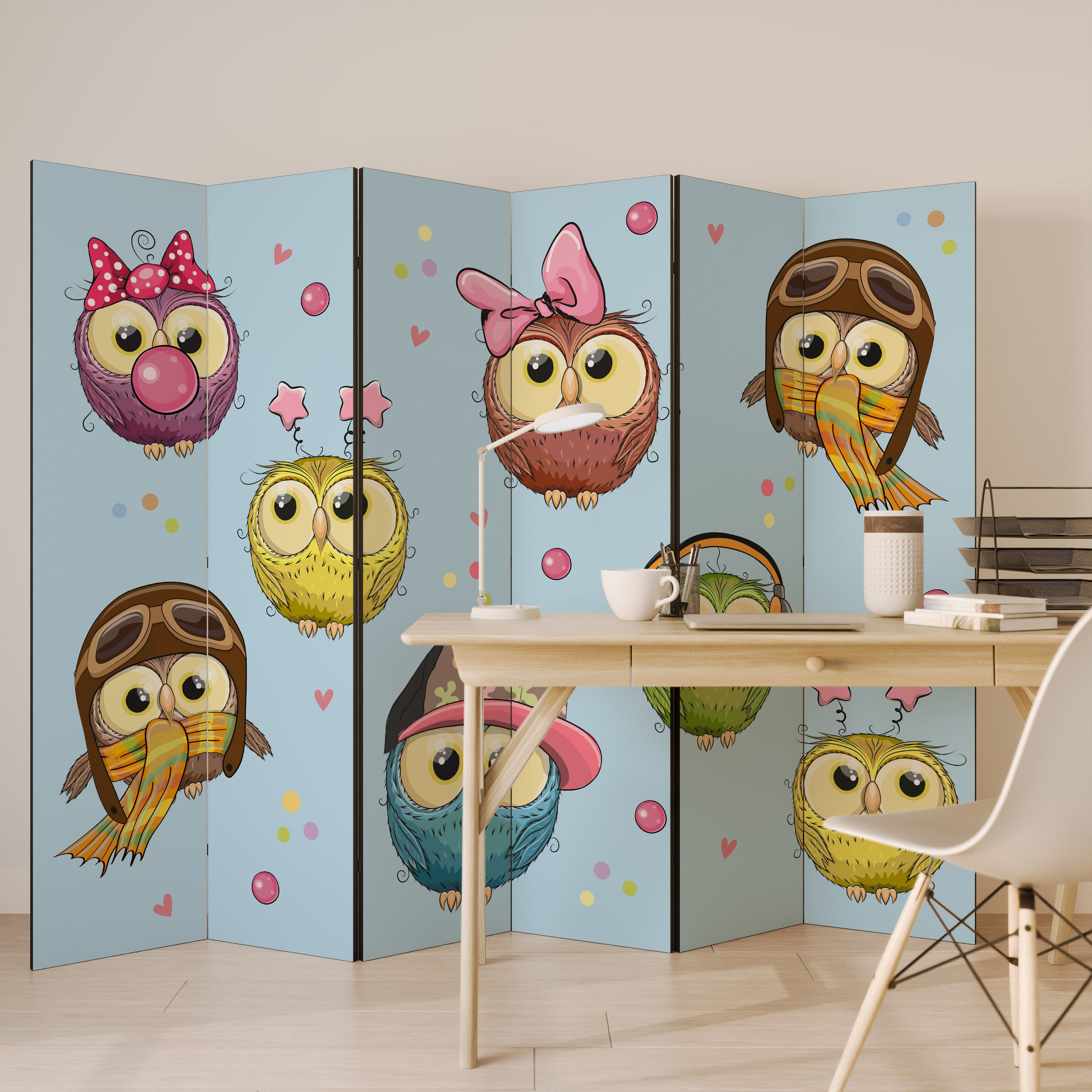 OWLY SQUAD Dekorativer 6-teiliger Raumteiler