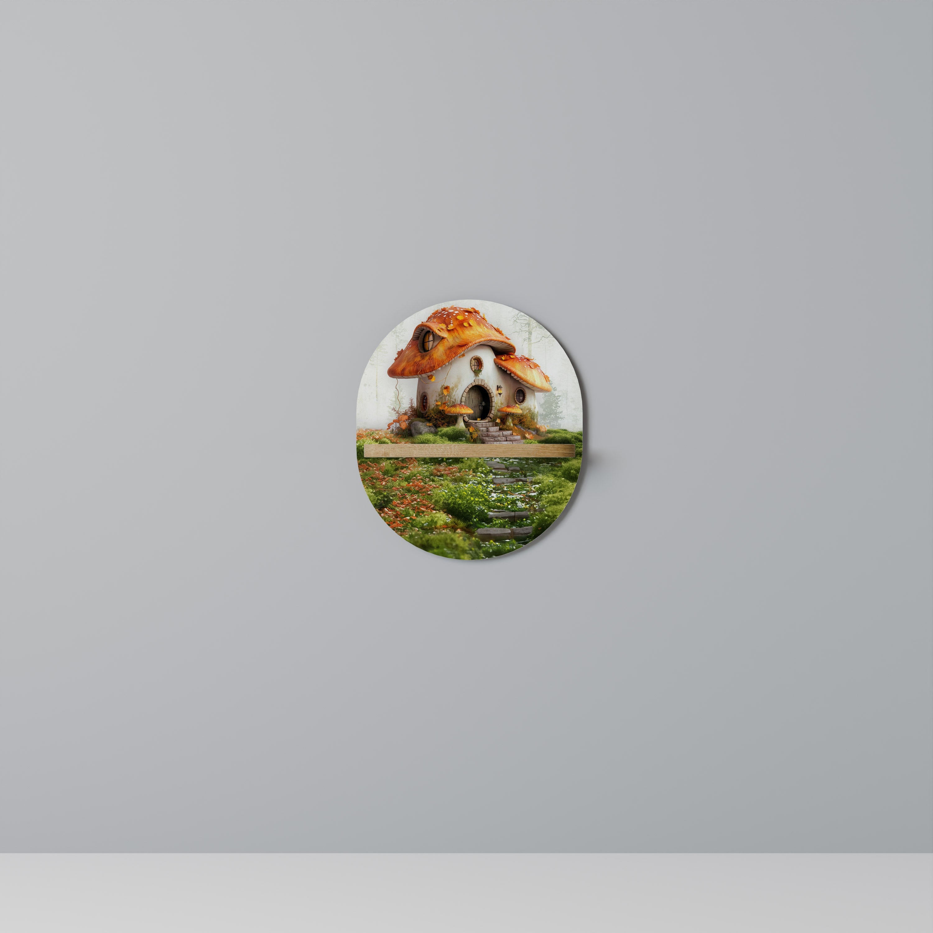 MYSTIC TOADSTOOL Ovales Kunstregal in Eichenoptik