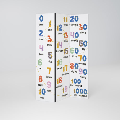 COUNTING LESSON Decorative 3-Panel Room Divider