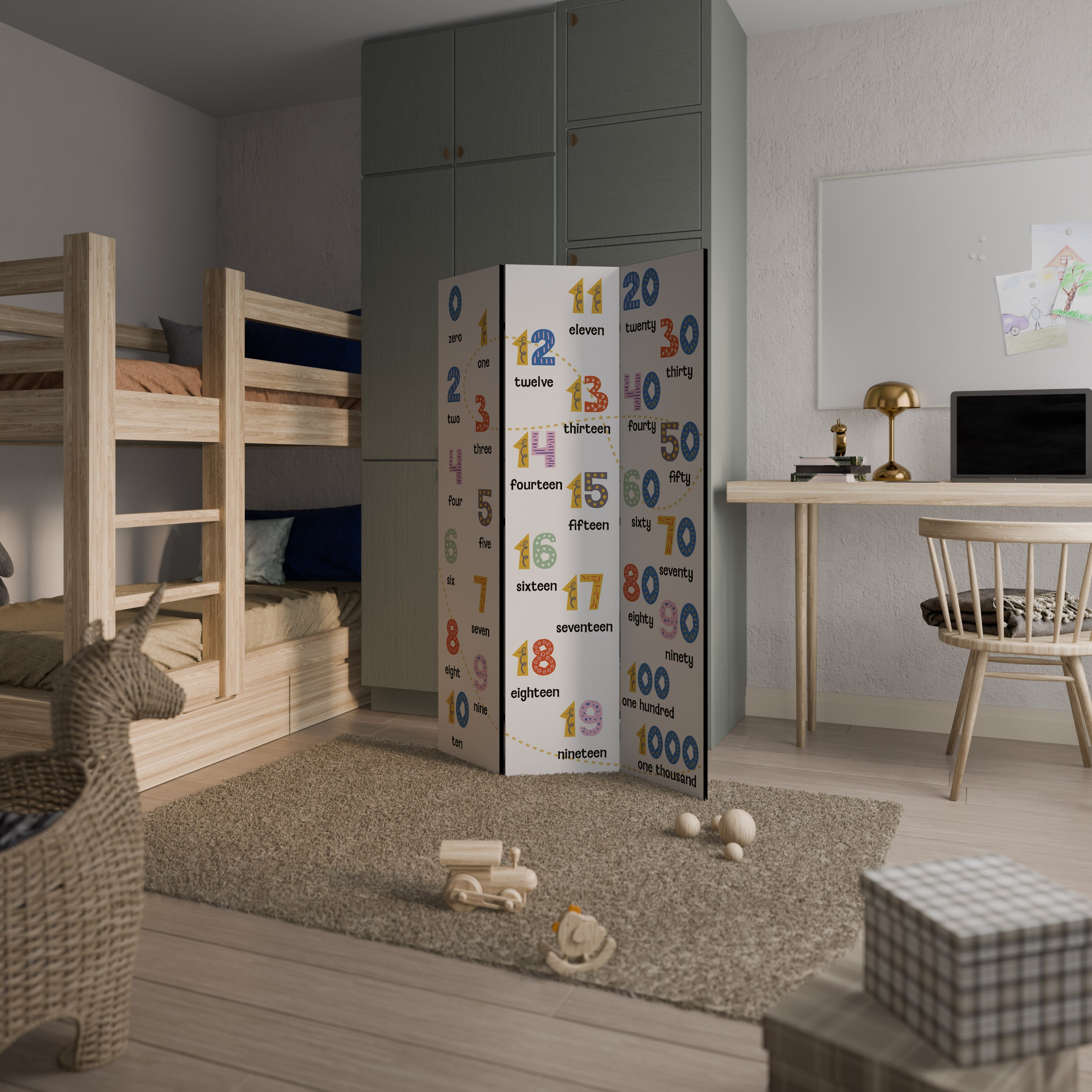 COUNTING LESSON 3-teiliger Paravent