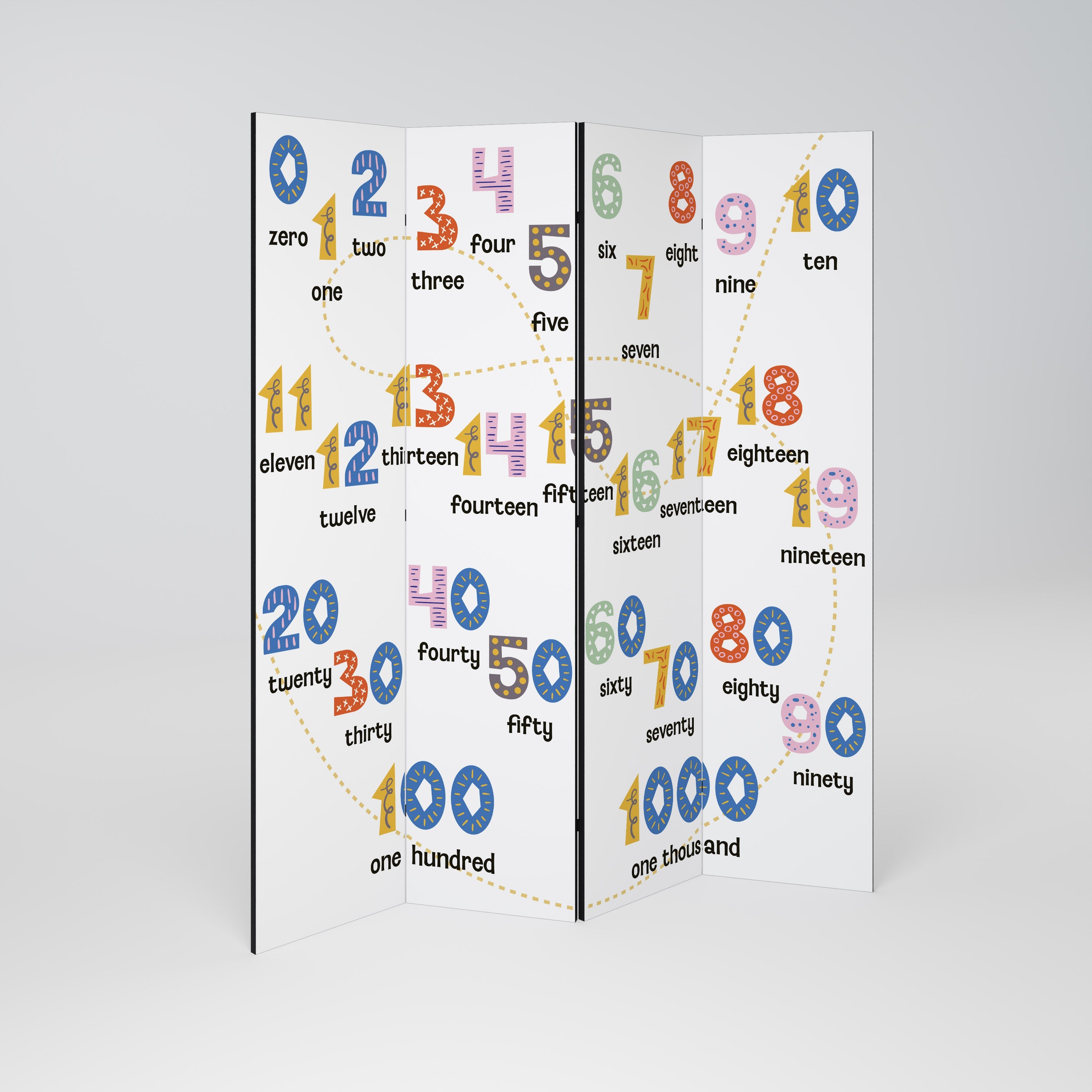 Dekorativer 4-teiliger Raumteiler „Counting Lesson“