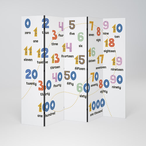 COUNTING LESSON Decorative 5-Panel Room Divider