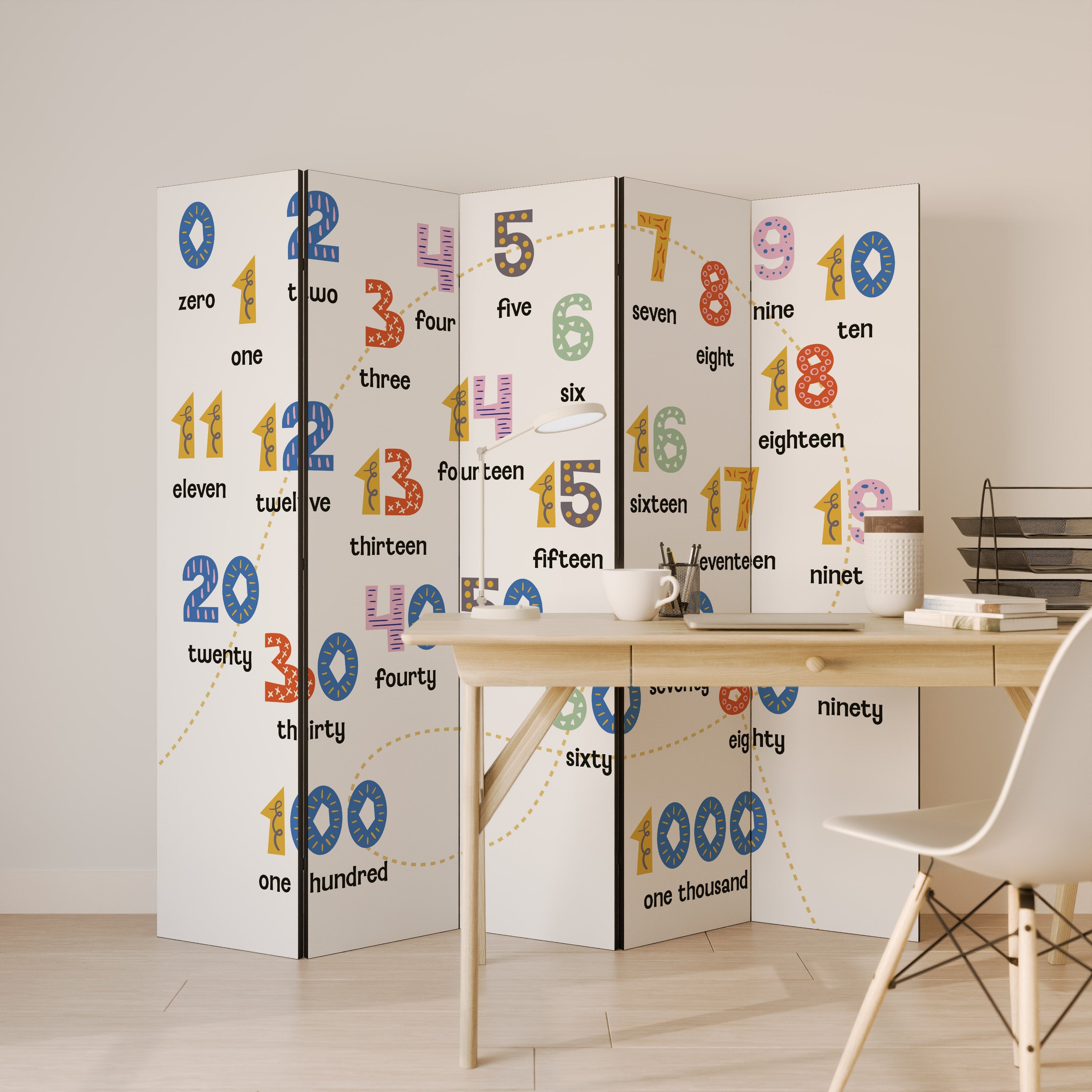 Dekorativer 5-teiliger Raumteiler „Counting Lesson“