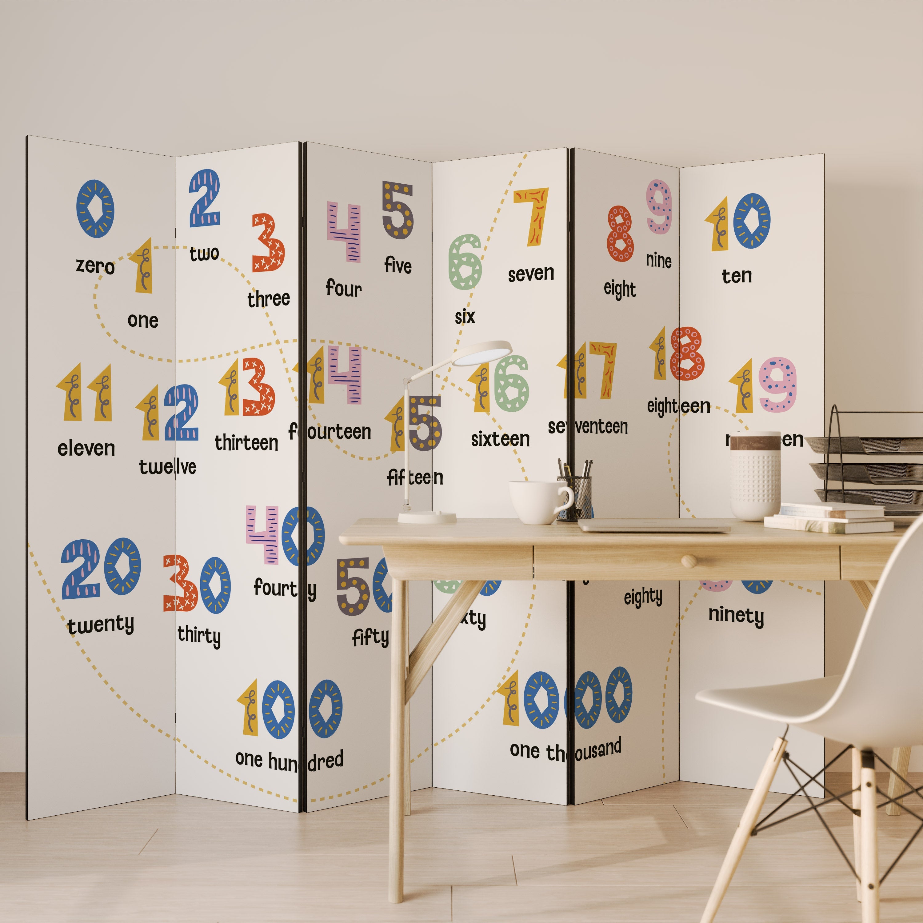 Dekorativer 6-teiliger Raumteiler „Counting Lesson“