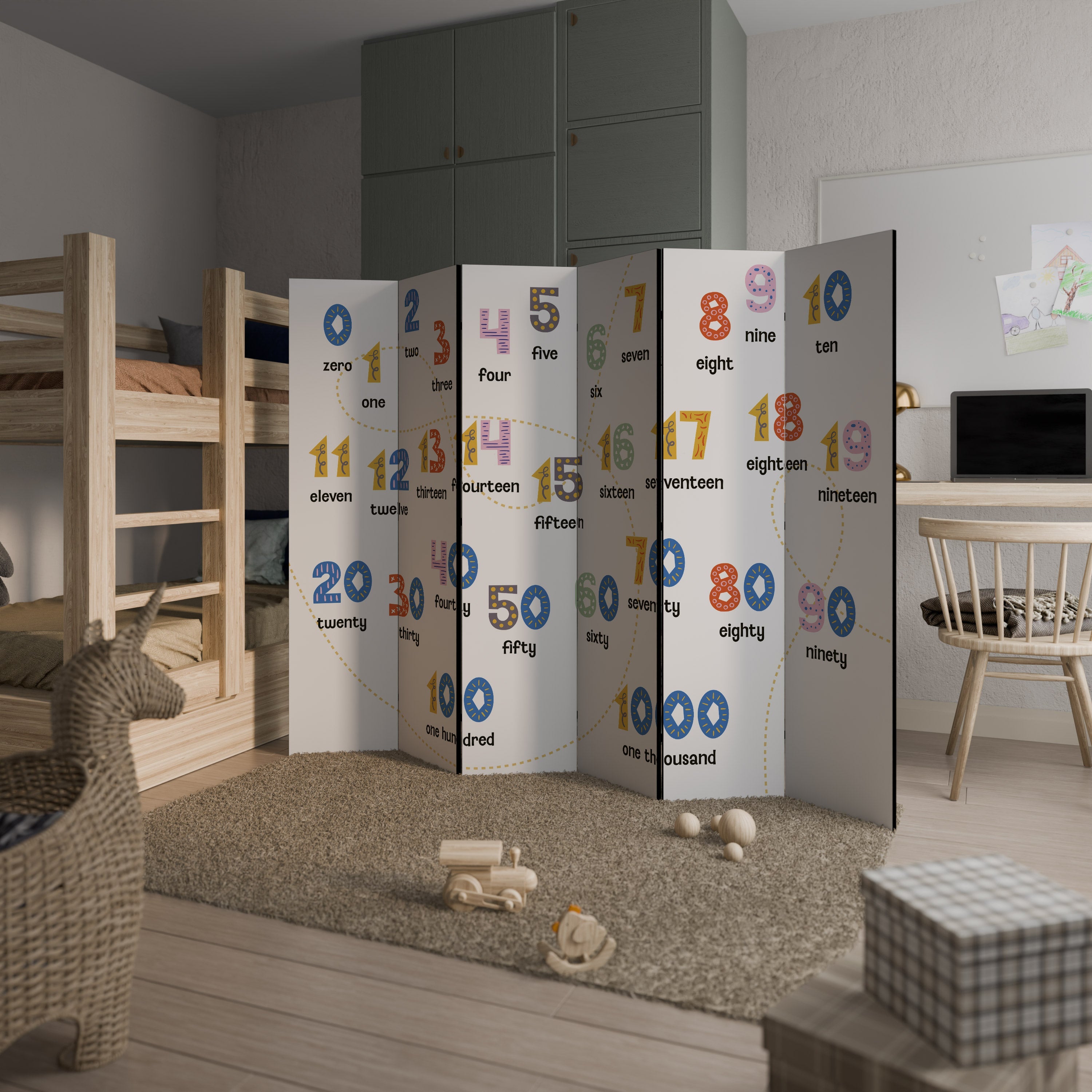 Dekorativer 6-teiliger Raumteiler „Counting Lesson“