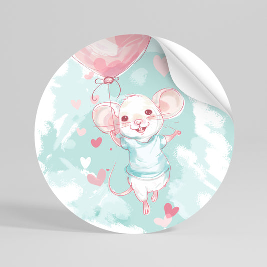 MOUSY FLOW Runder Wandsticker zum Abziehen und Aufkleben