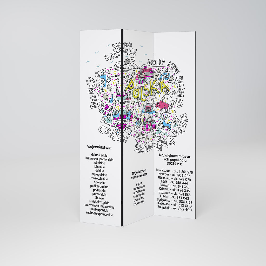 POLAND INFO 3-teiliger Paravent