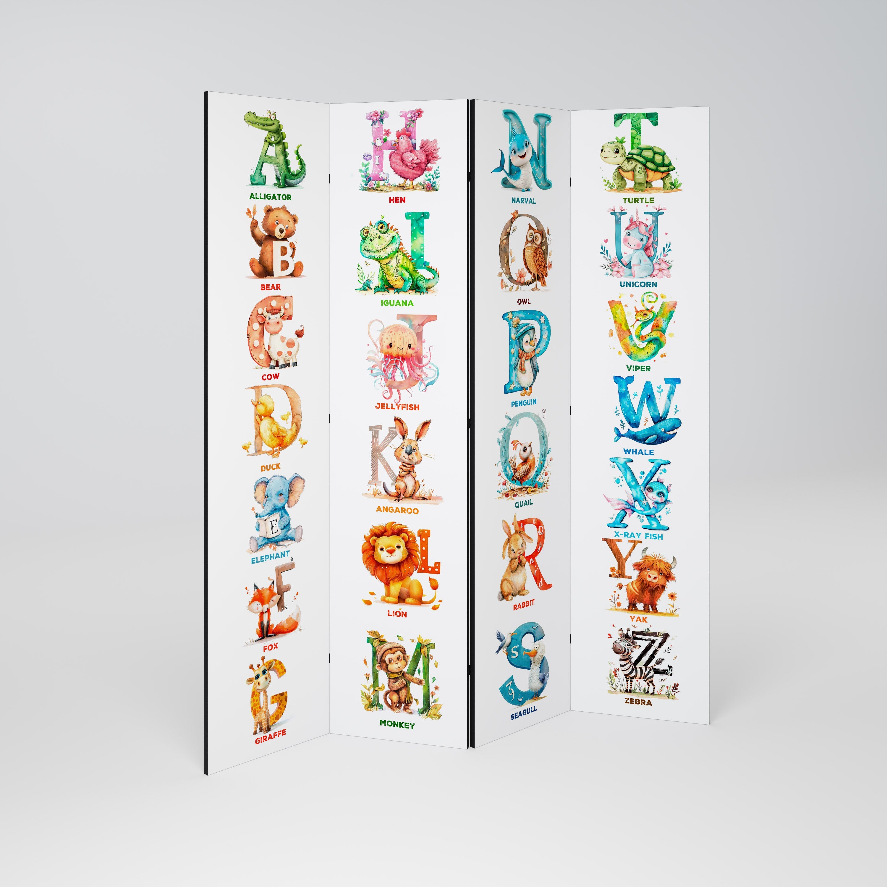 JOYFUL LETTERS Dekorativer 4-teiliger Raumteiler