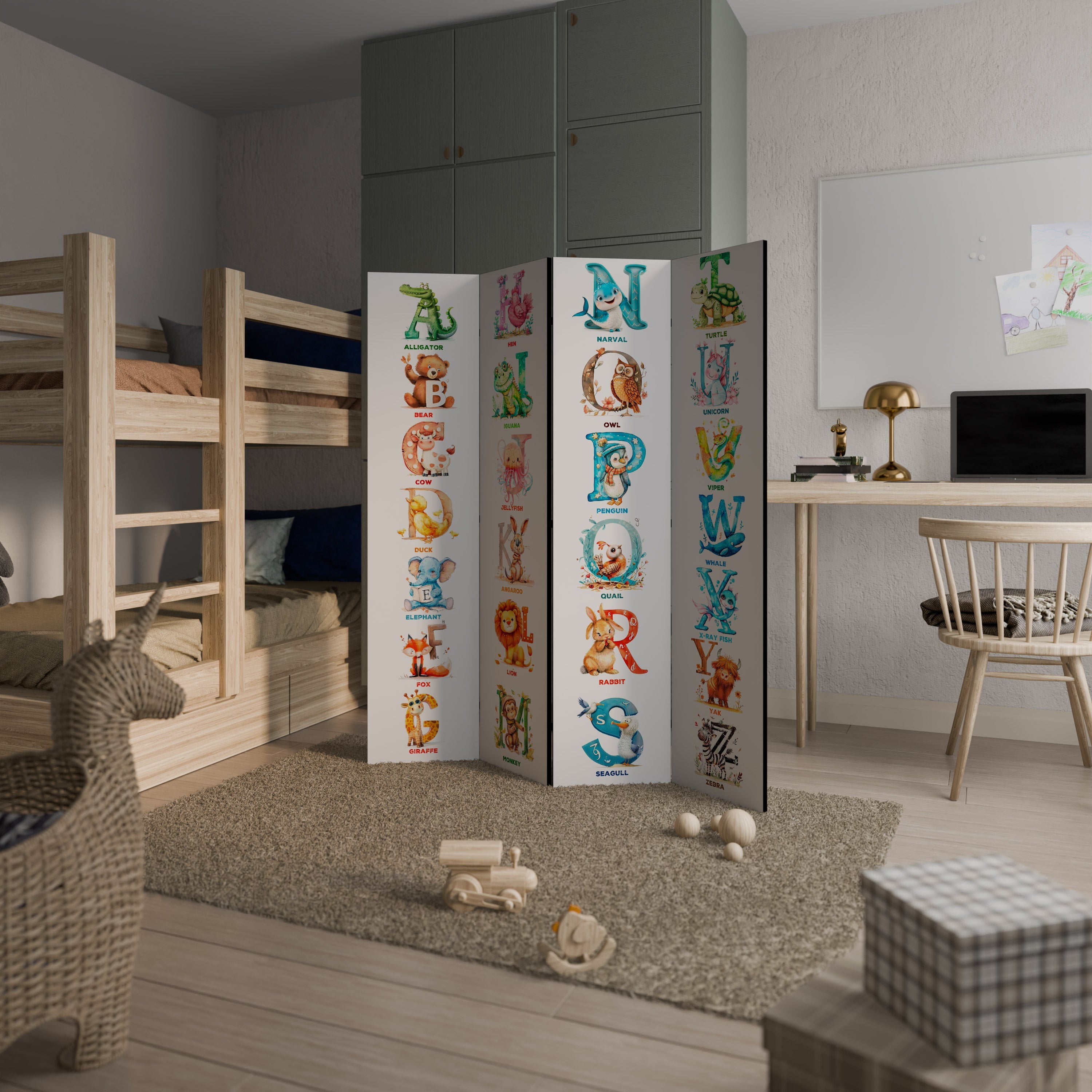 JOYFUL LETTERS Dekorativer 4-teiliger Raumteiler