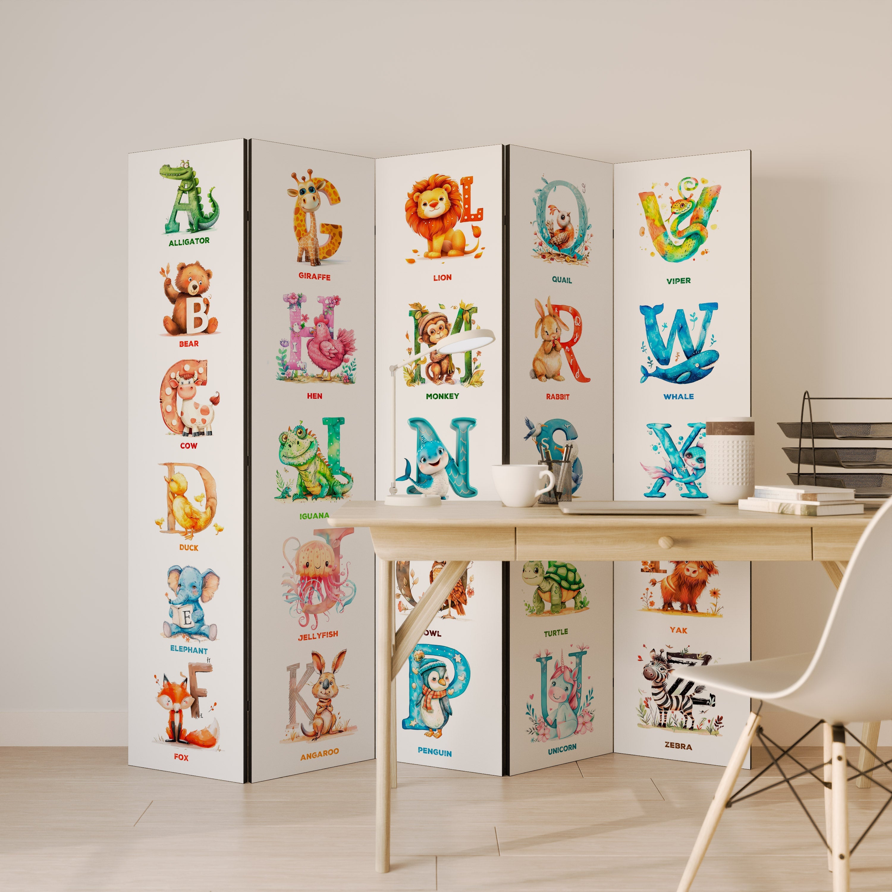 JOYFUL LETTERS Dekorativer 5-teiliger Raumteiler