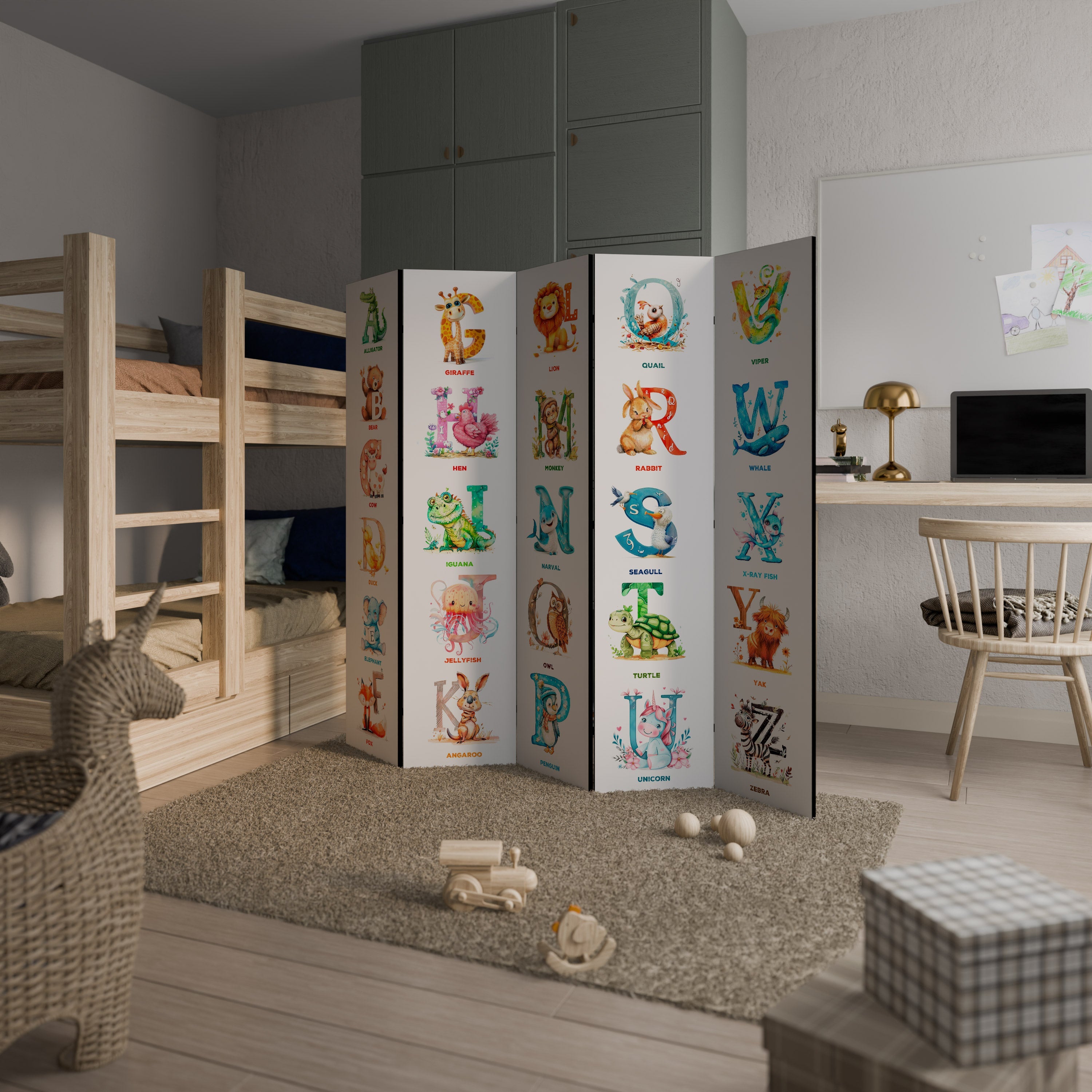 JOYFUL LETTERS Dekorativer 5-teiliger Raumteiler