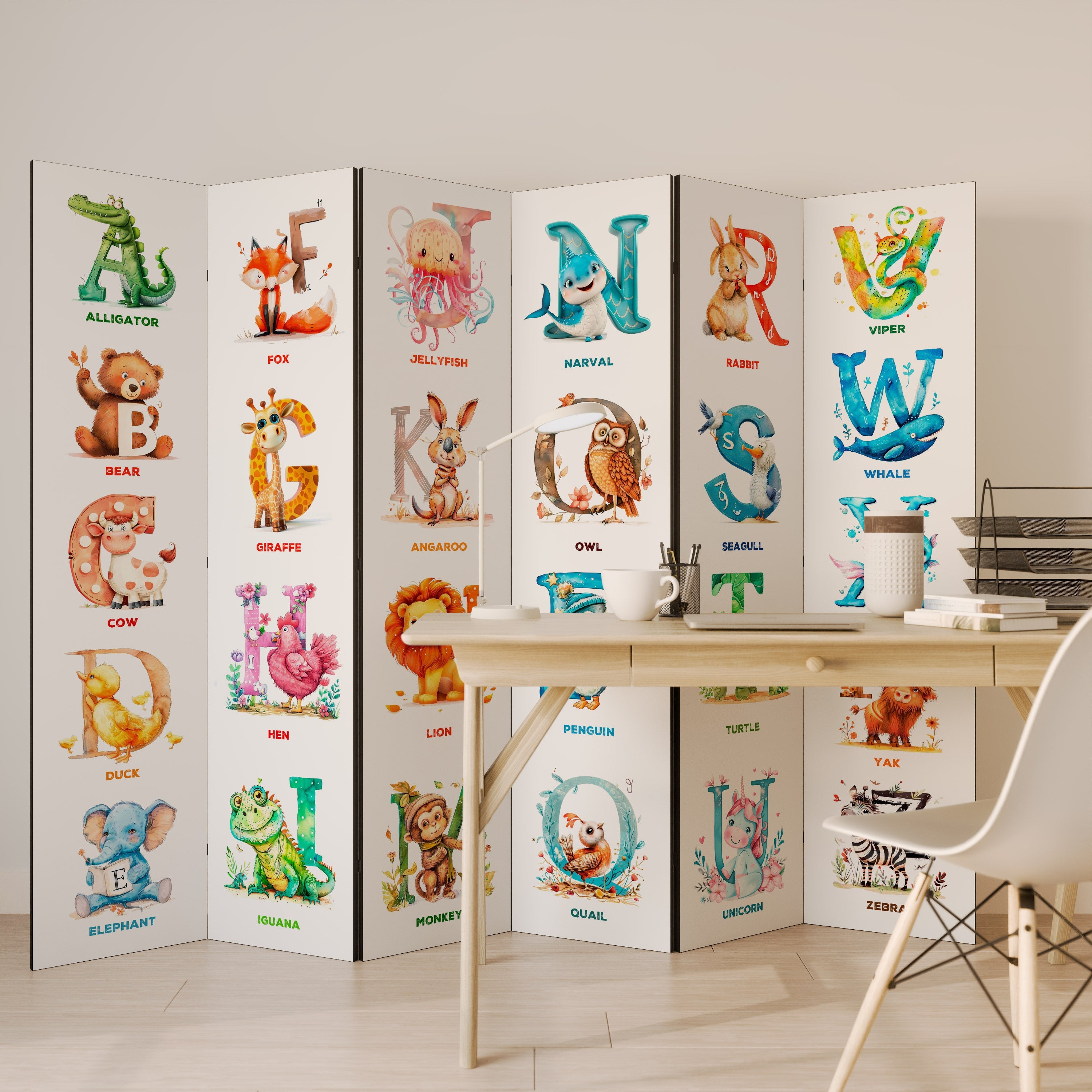 JOYFUL LETTERS Dekorativer 6-teiliger Raumteiler