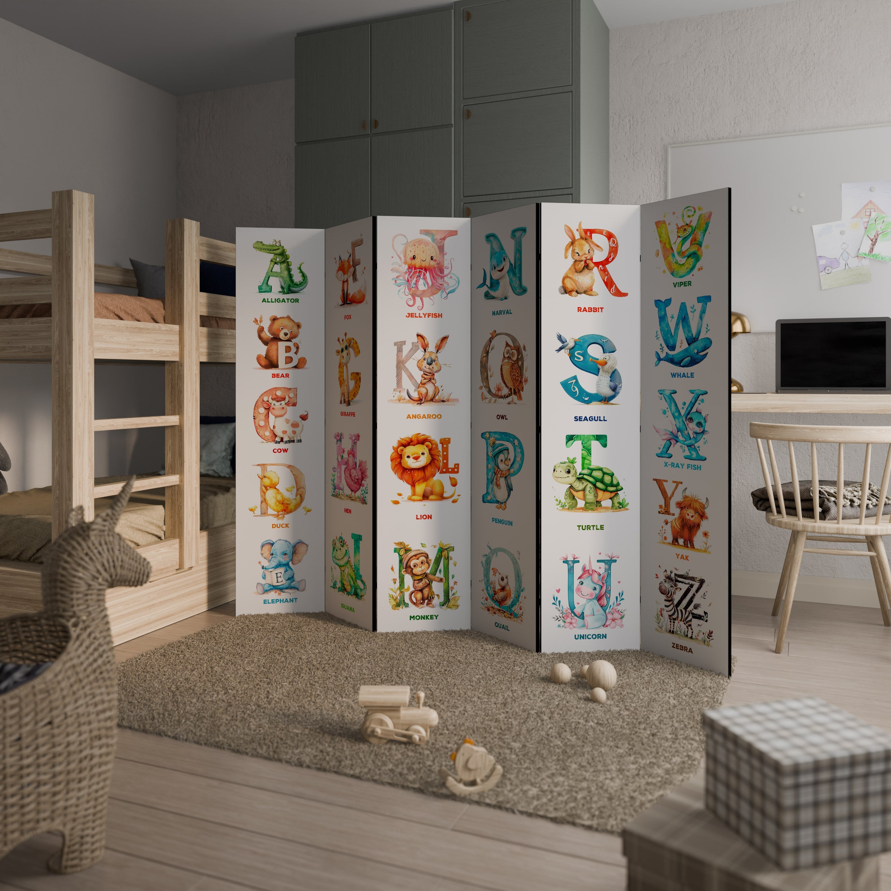 JOYFUL LETTERS Dekorativer 6-teiliger Raumteiler