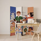 SCHOOL VIBE Dekorativer Paravent - 4-teilig