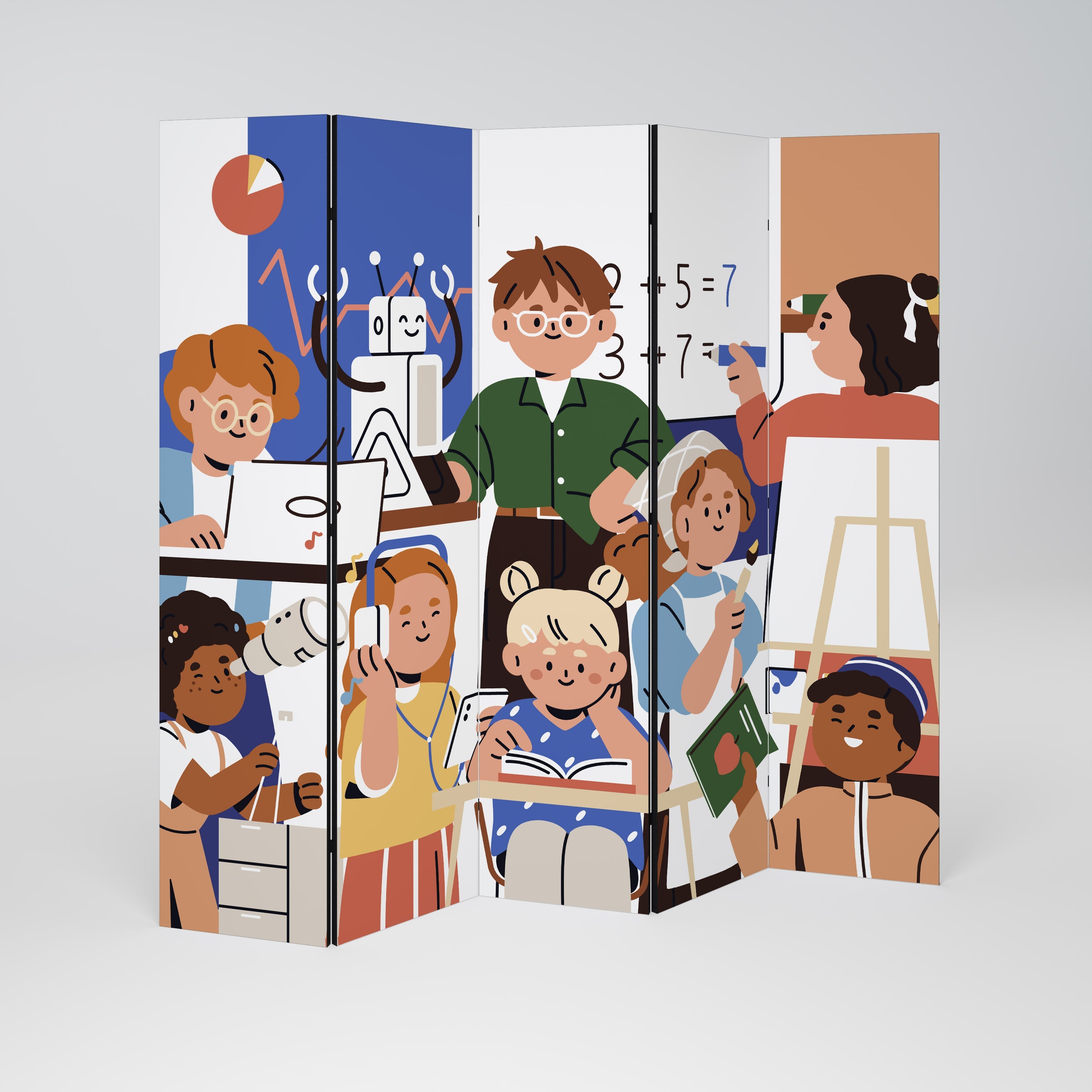 SCHOOL VIBE Dekorativer 5-teiliger Raumteiler