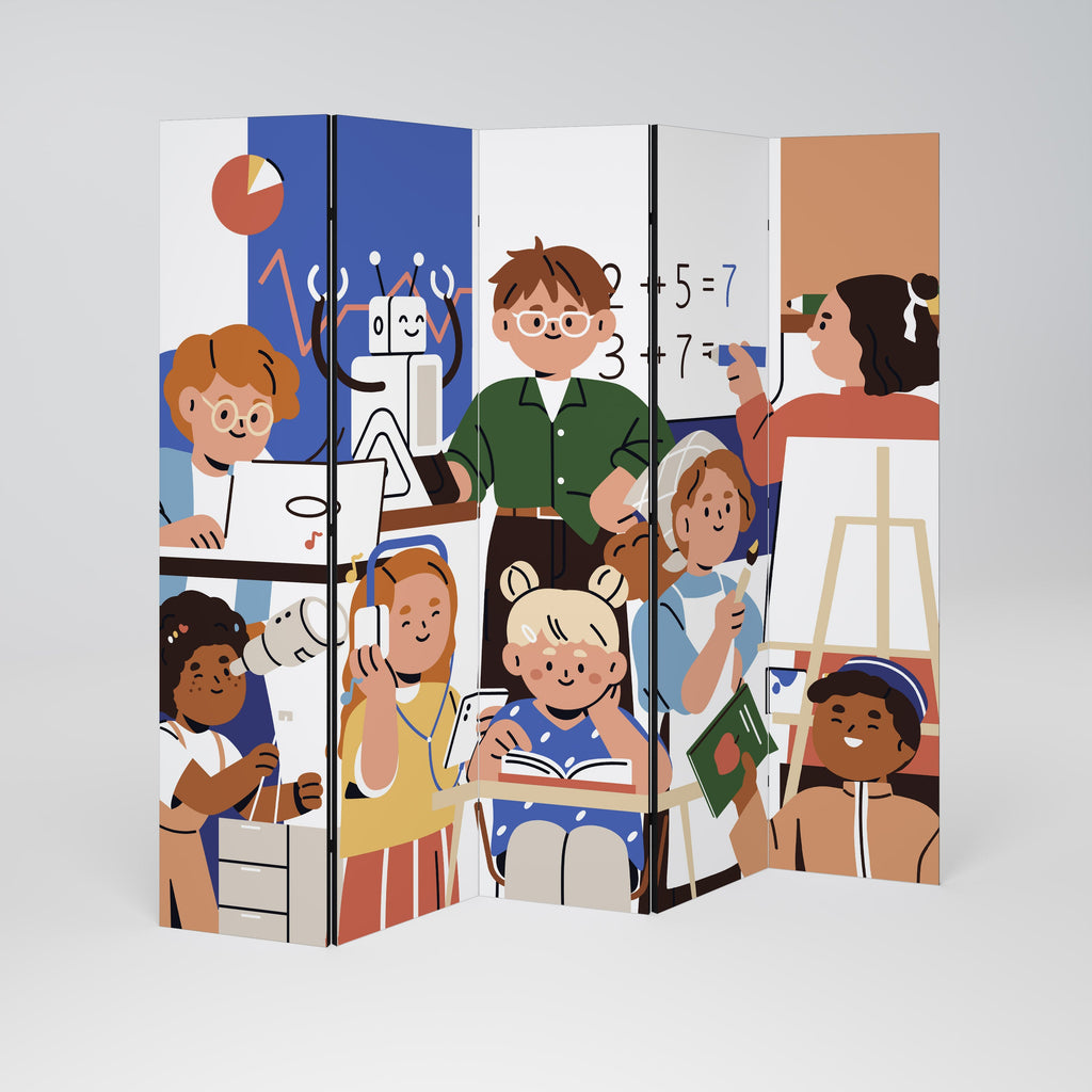 SCHOOL VIBE Dekorativer 5-teiliger Raumteiler