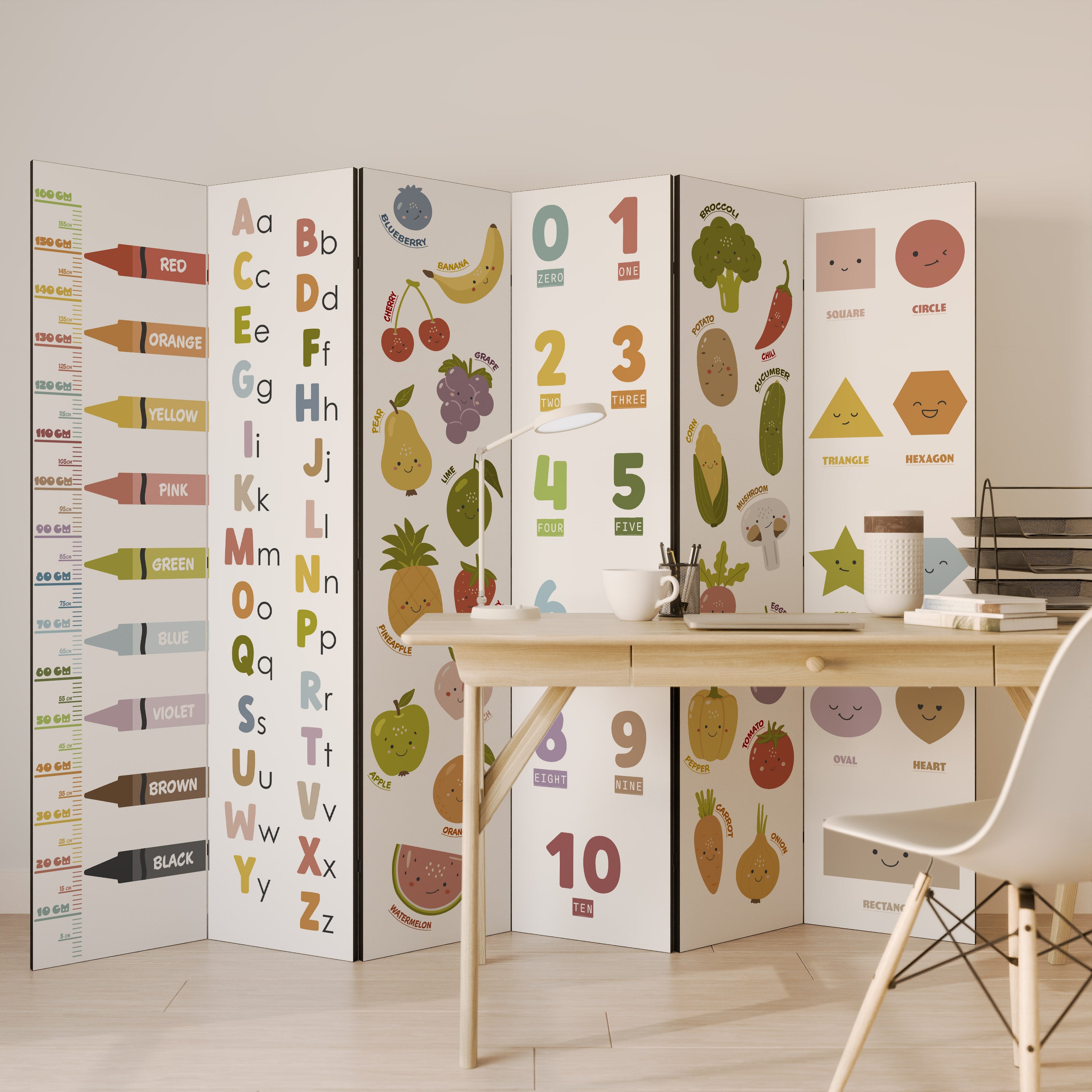 HAPPY LANGUAGE 6-Panel Room Divider