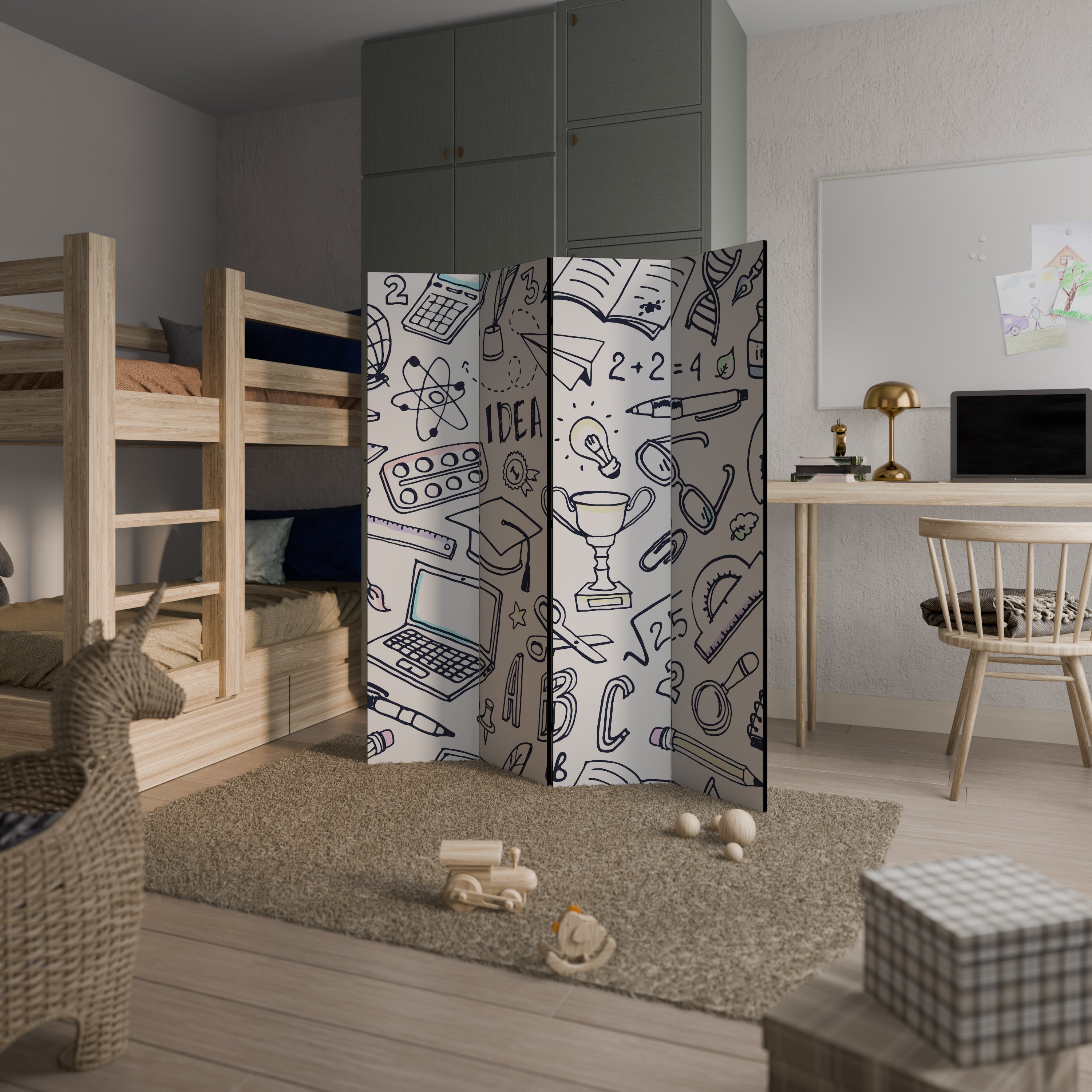 SCHOOL STUFF 4-Panel Room Divider