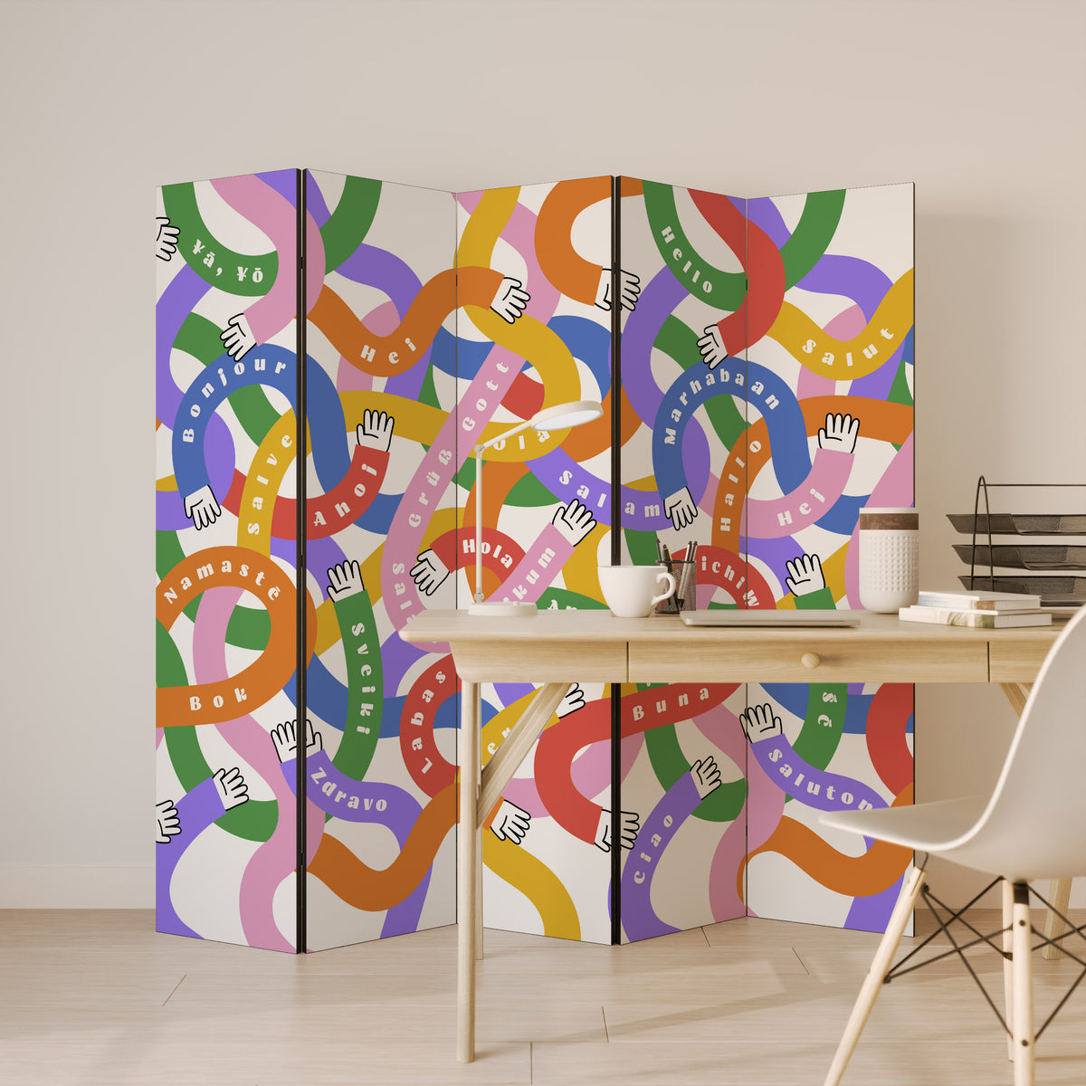 HELLO THERE 5-Panel Room Divider