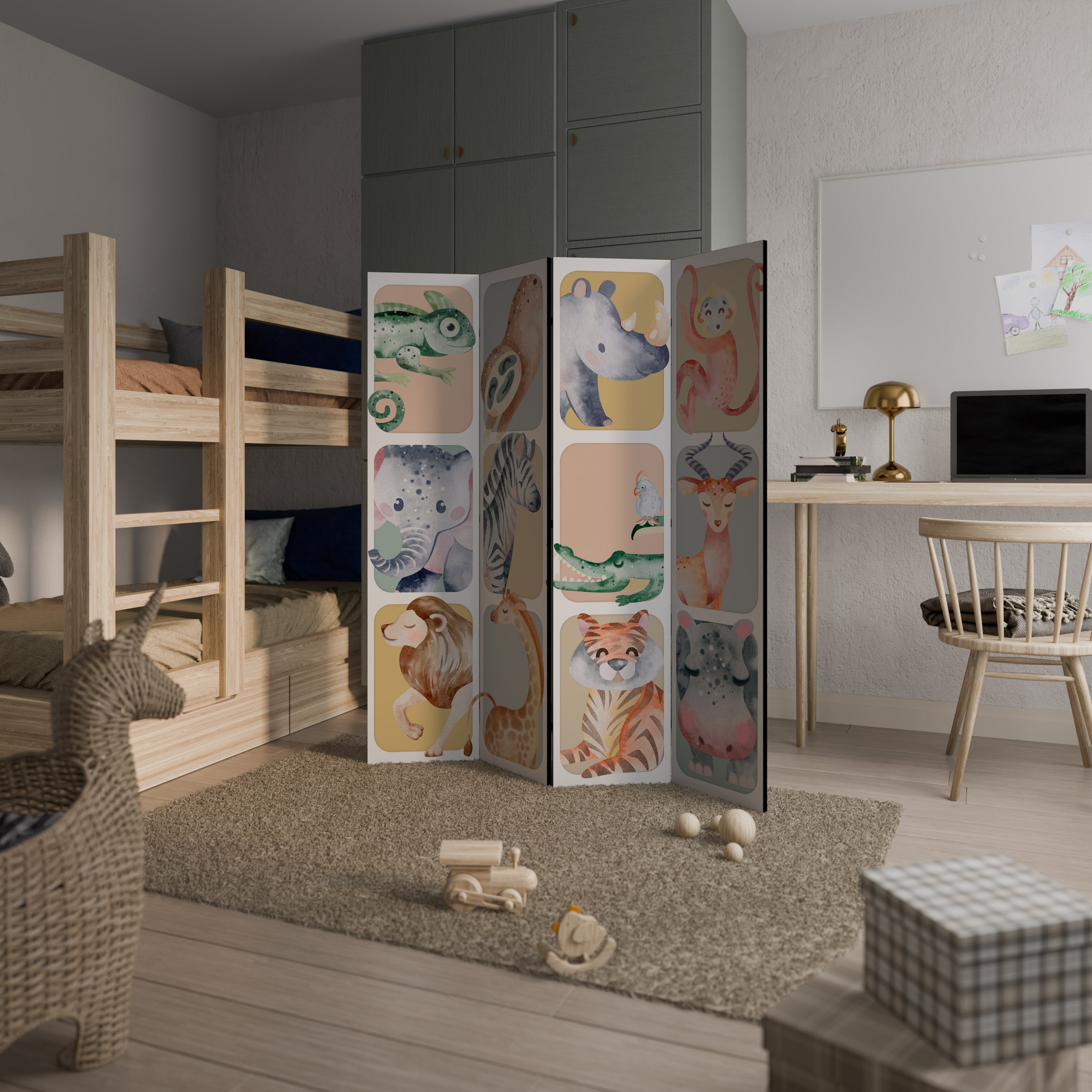 TROPICAL SQUAD 4-Panel Room Divider