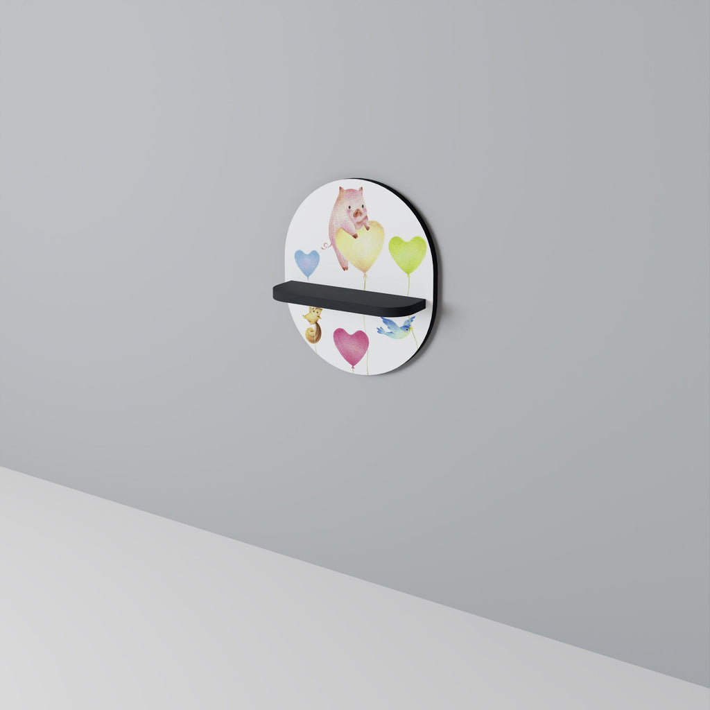 BALLOON FRIENDS Oval Art Shelf In Black Finish