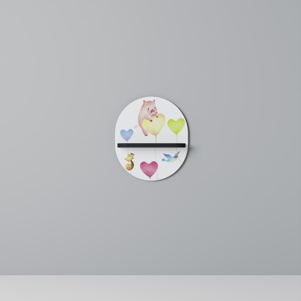 BALLOON FRIENDS Oval Art Shelf In Black Finish