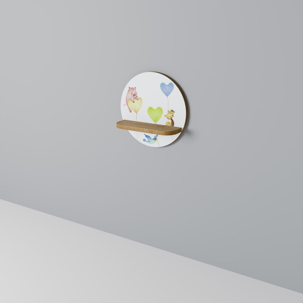 BALLOON FRIENDS Rundes Kunstregal in Eiche-Optik