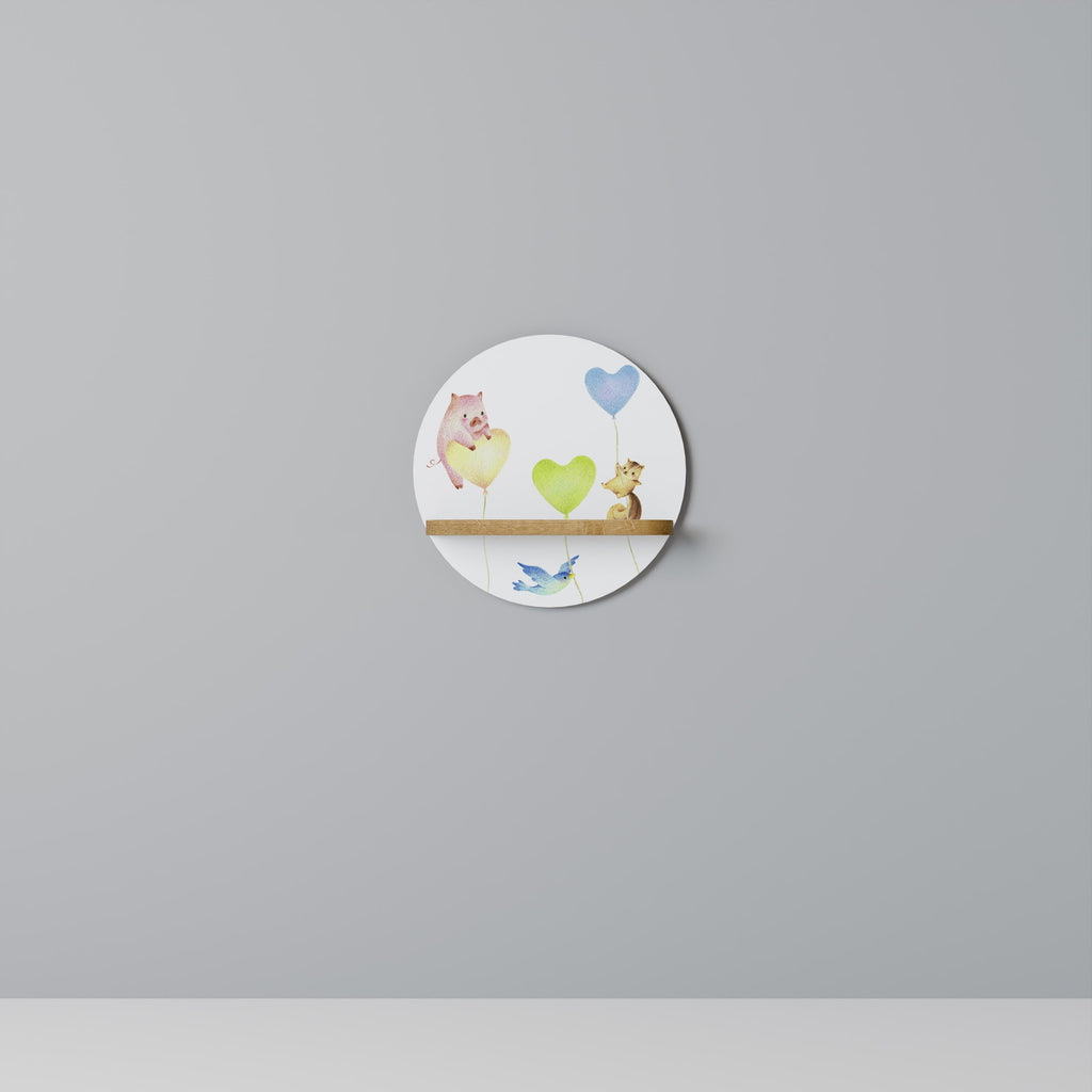 BALLOON FRIENDS Rundes Kunstregal in Eiche-Optik