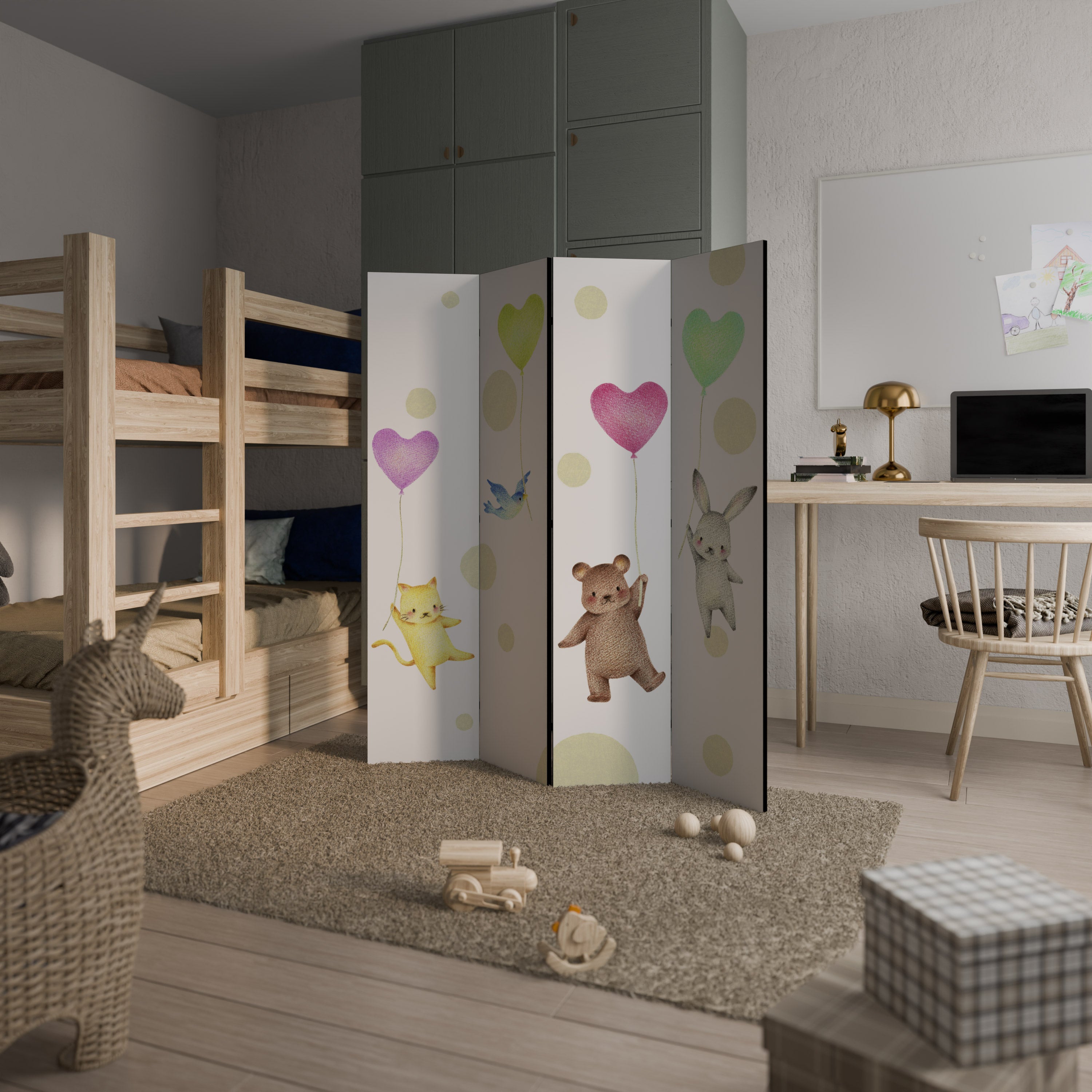 BALLOON FRIENDS 4-Panel Room Divider
