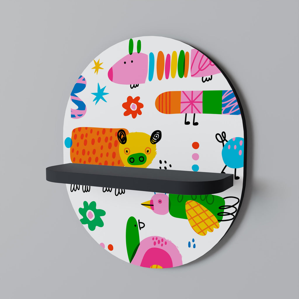 POWER OF IMAGINATION Oval Art Shelf In Black Finish