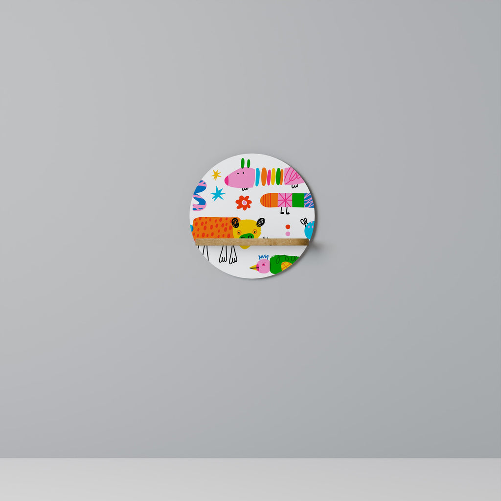 POWER OF IMAGINATION Rundes Kunstregal in Eiche-Optik