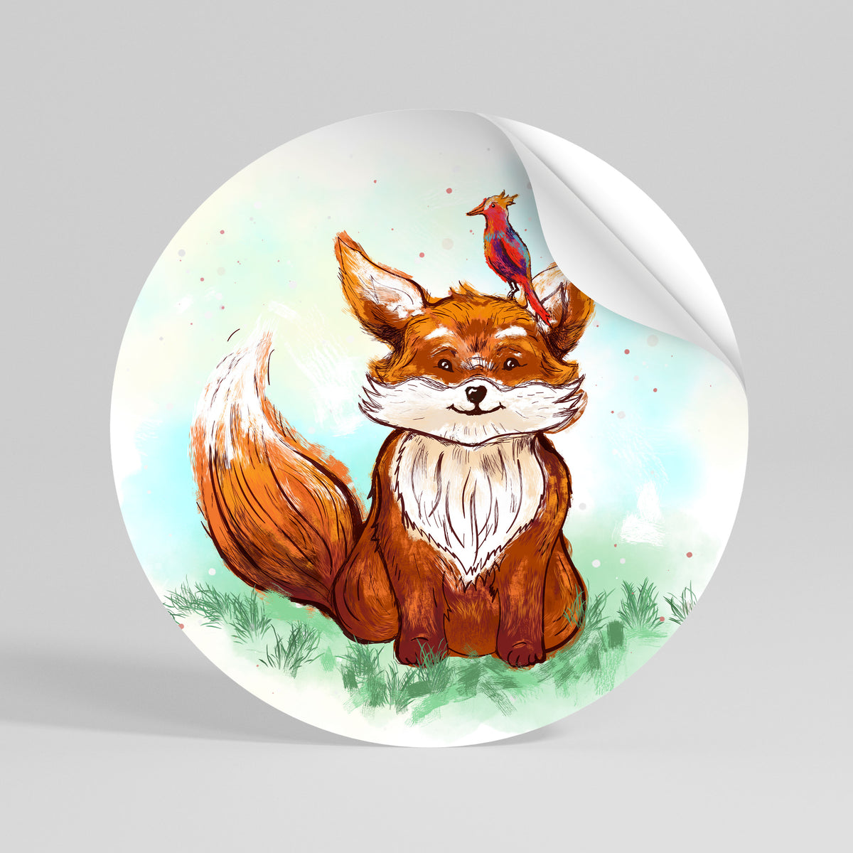 FOX FRIENDS Runder Wandsticker zum Abziehen und Aufkleben